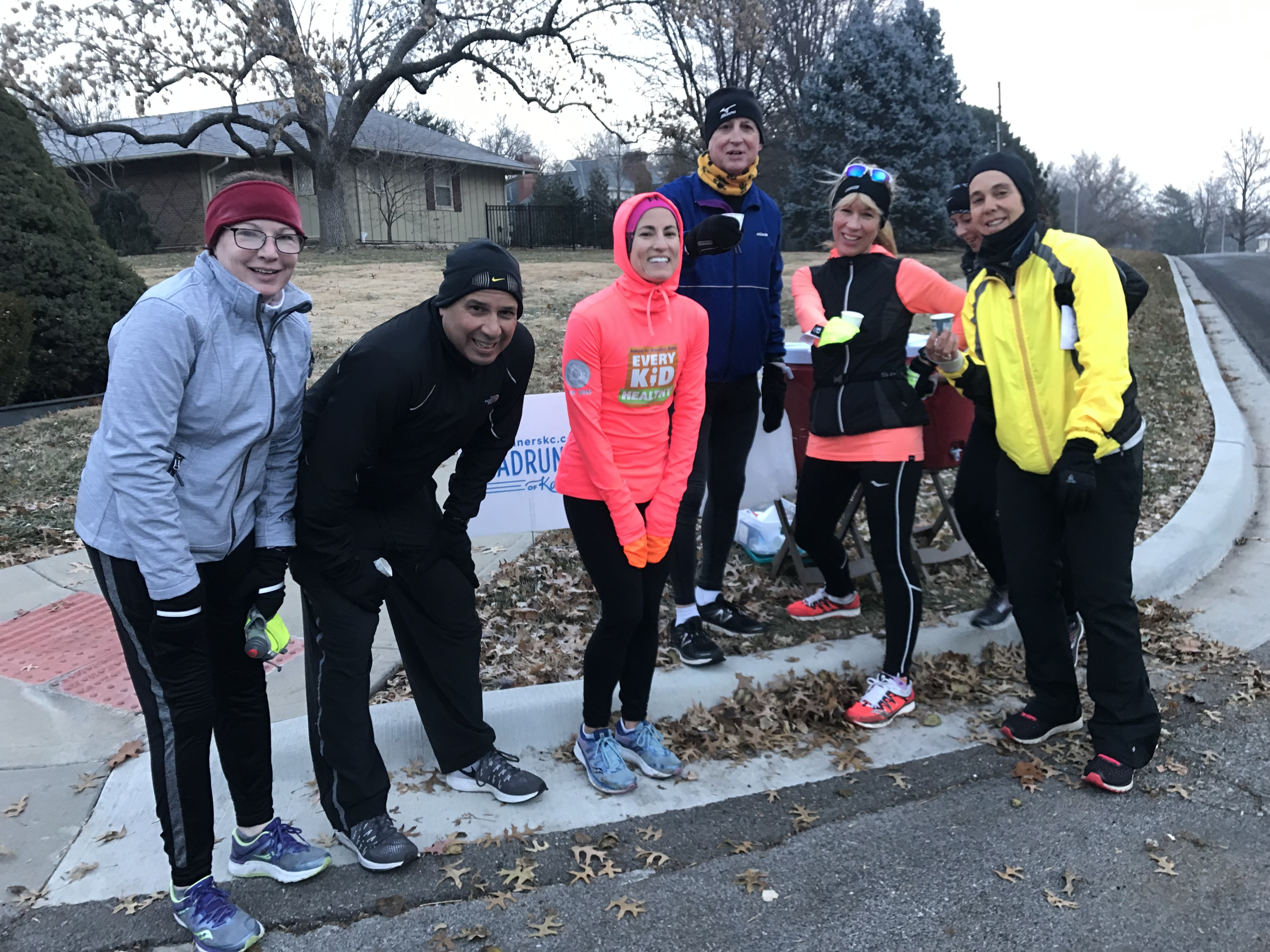 Layers and good friends are all you need for a cold morning run.
