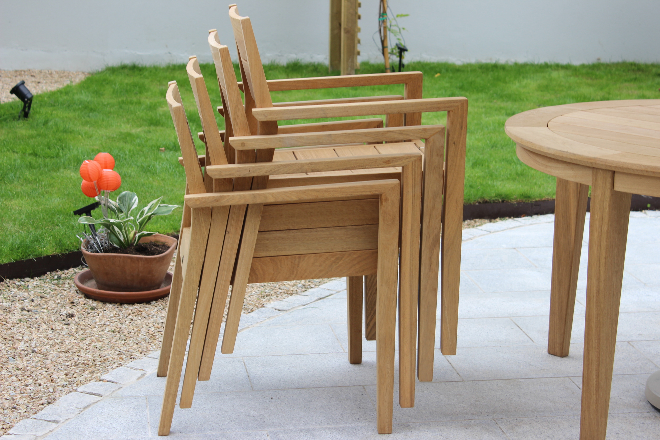 stacked Garden chairs