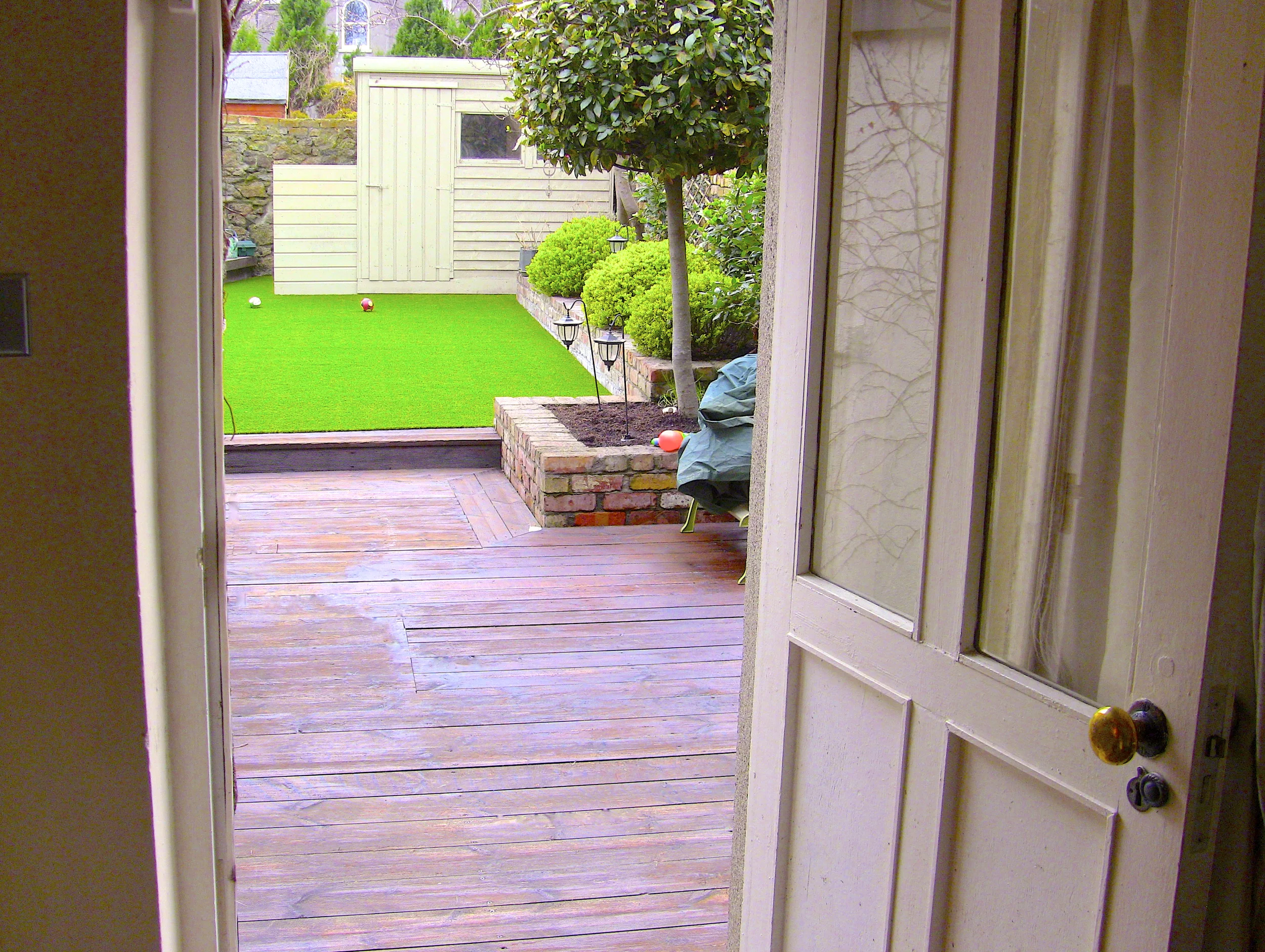 small garden deck and lawn