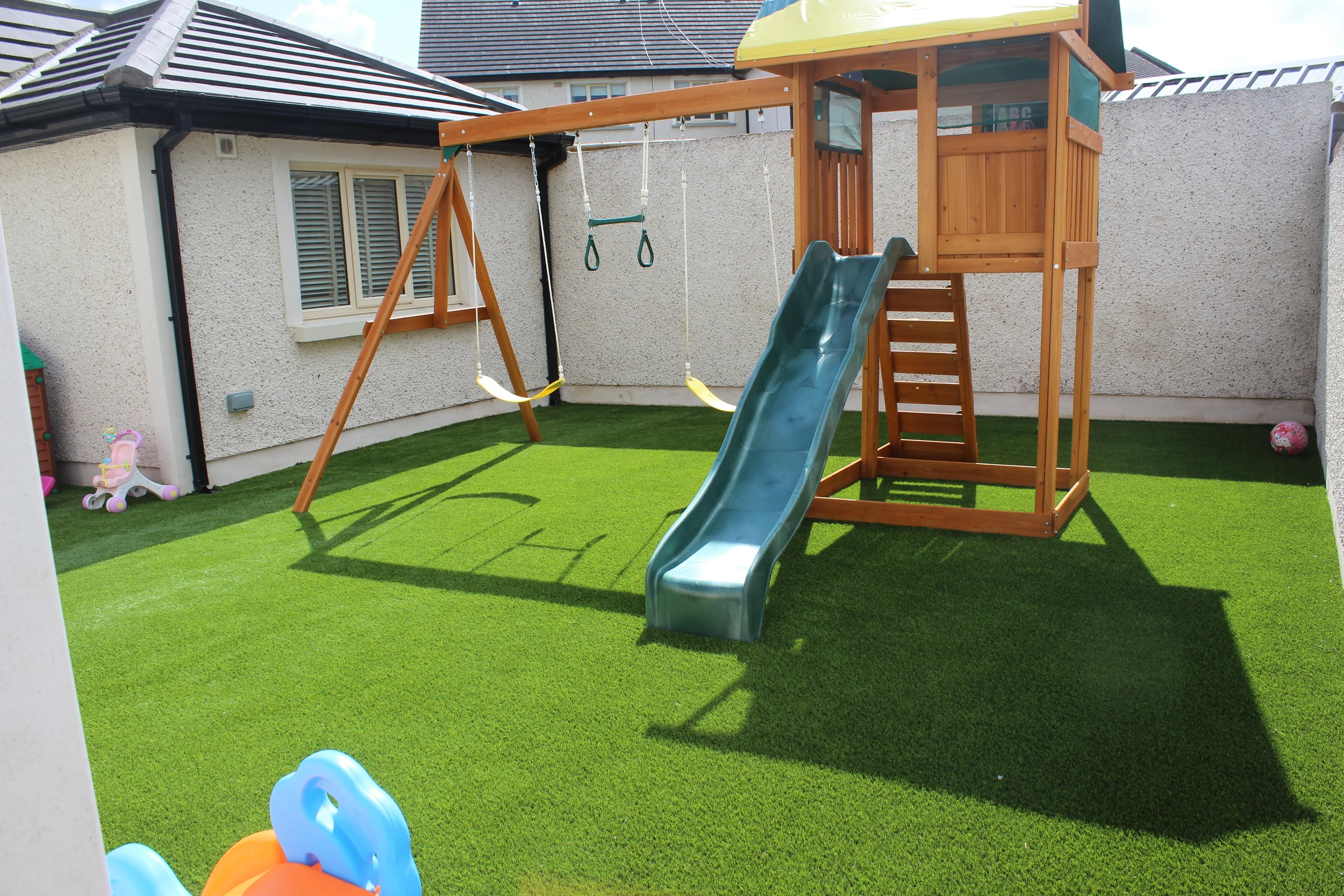 Jungle gym Playground and TigerTurf artificial Grass.JPG