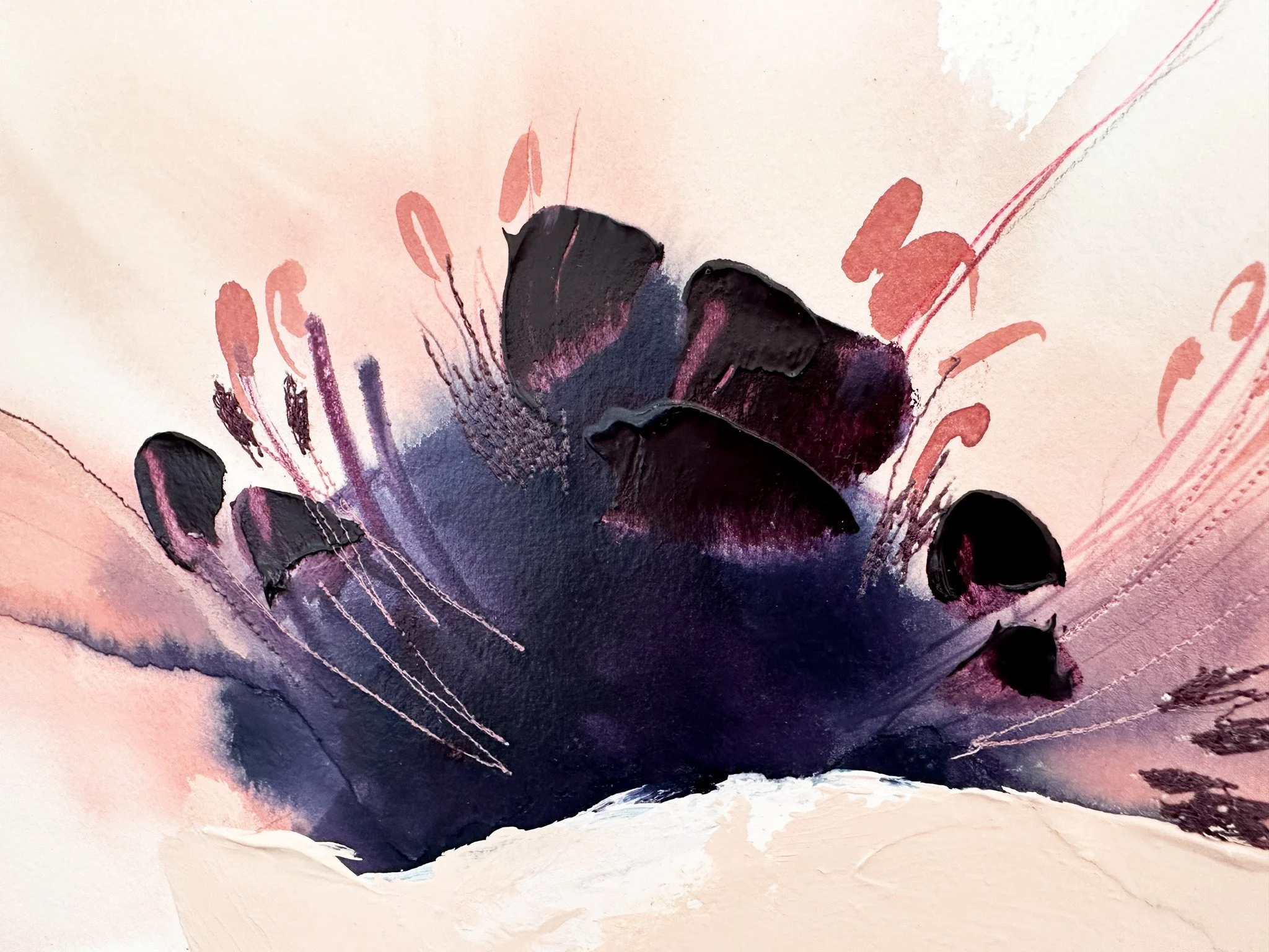 Deeann Rieves- Abstract Floral Painting-Large Pink Poppy detail 3.jpg