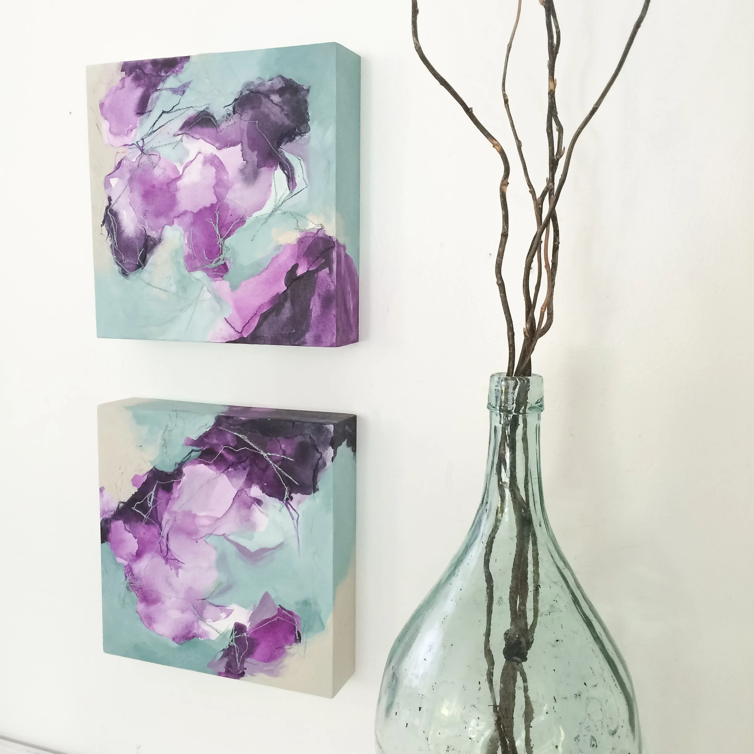 "Serene Pair" 8 x 8 in ea