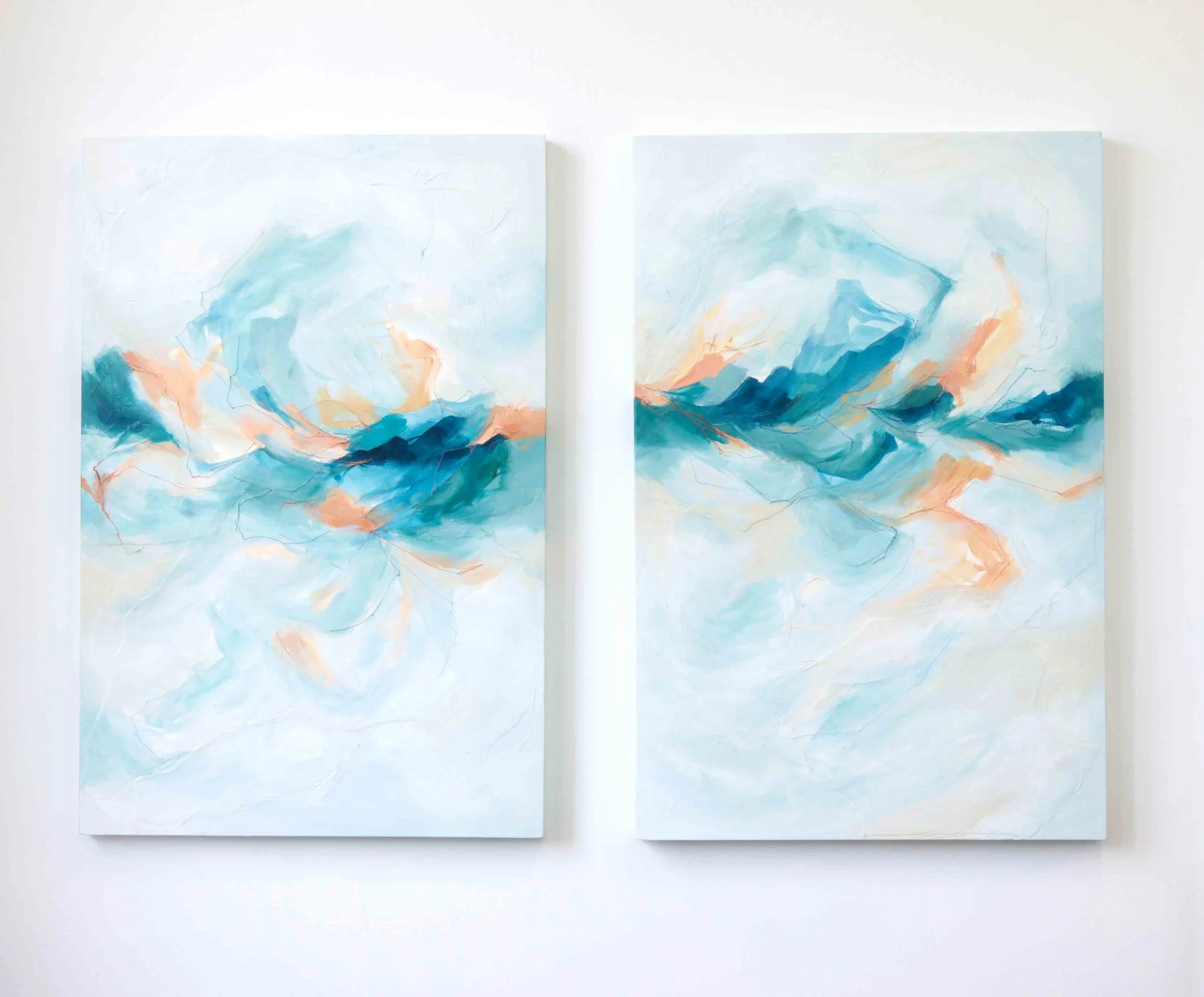 Deeann-Rieves-Turquoise-orange-peach-aqua-abstract-painting-diptych.jpg