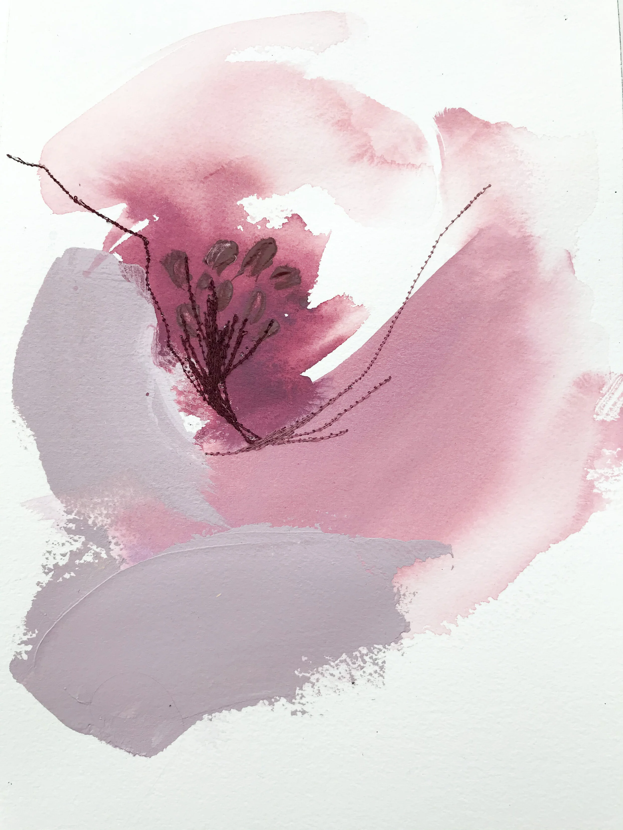 Deeann Rieves. Abstract Floral Painting. Poppy 1. purple.JPEG