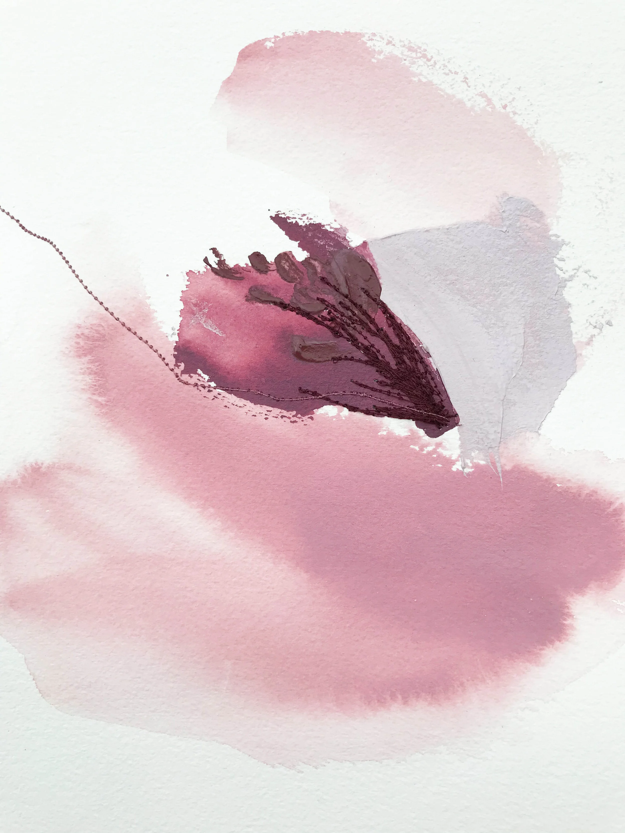 Deeann Rieves. Abstract Floral Painting. Poppy 2. purple..JPEG