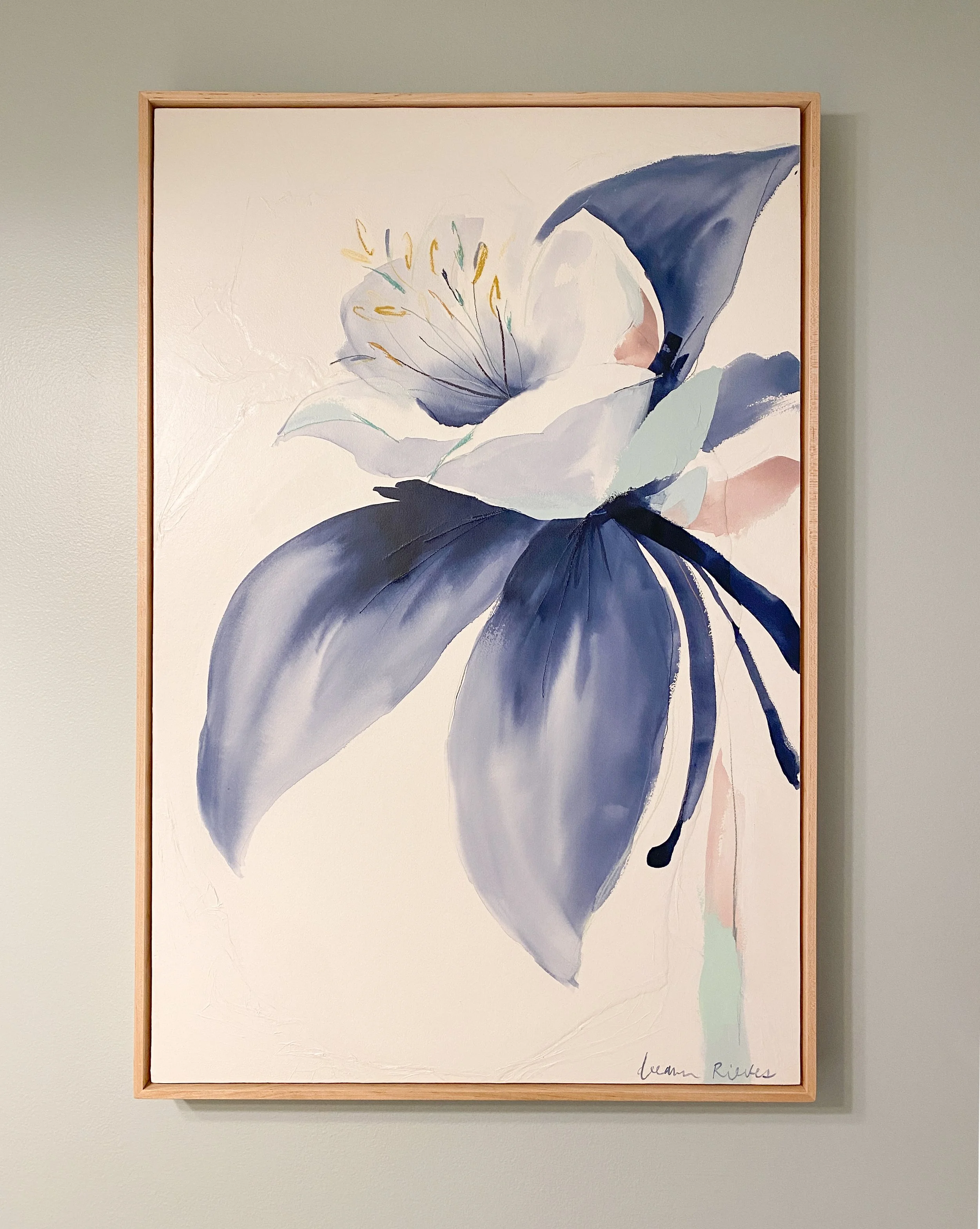 Deeann Rieves blue columbie abstract floral painting.JPEG