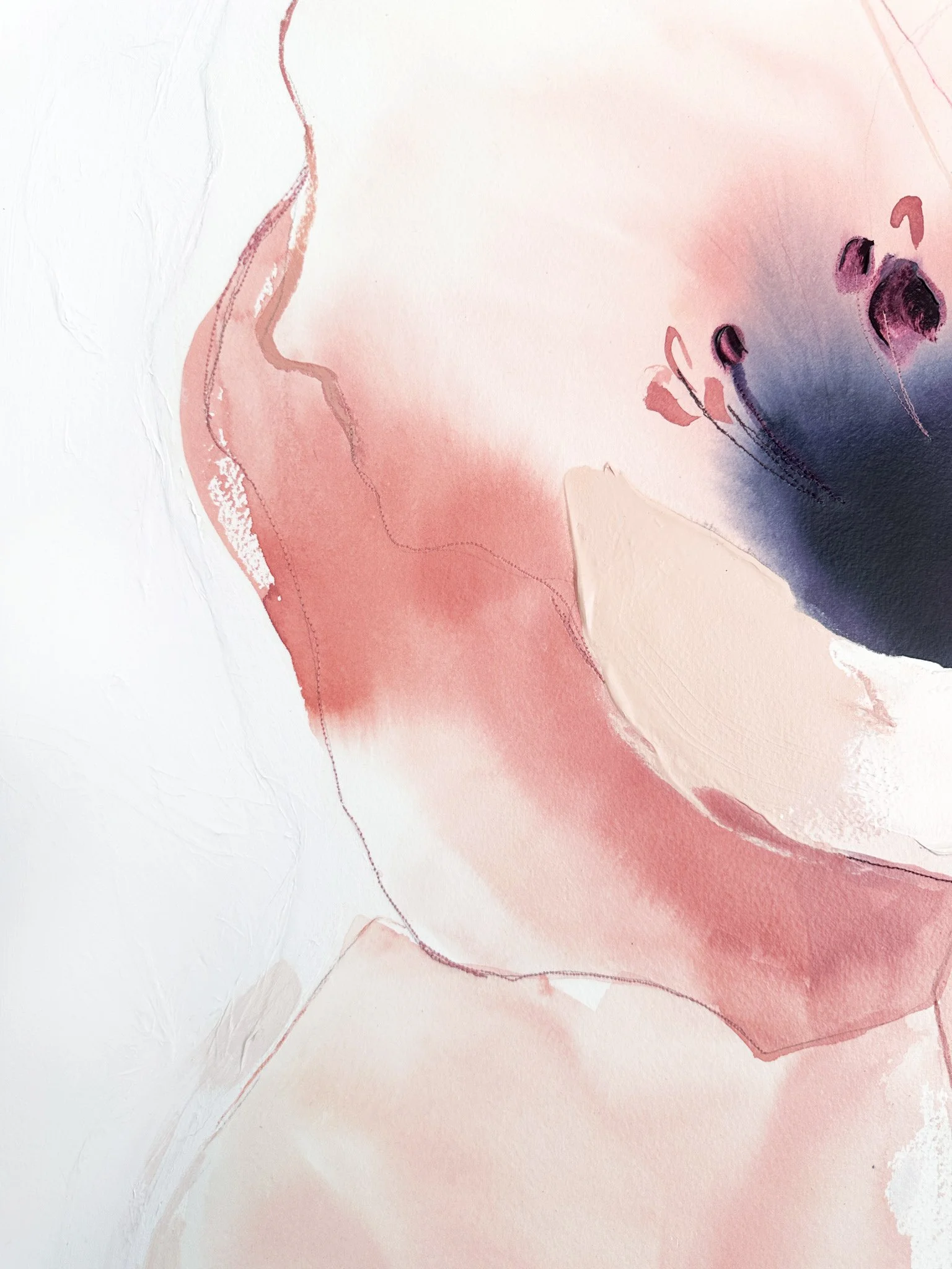 Deeann Rieves- Abstract Floral Painting-Large Pink Poppy detail 1.jpg