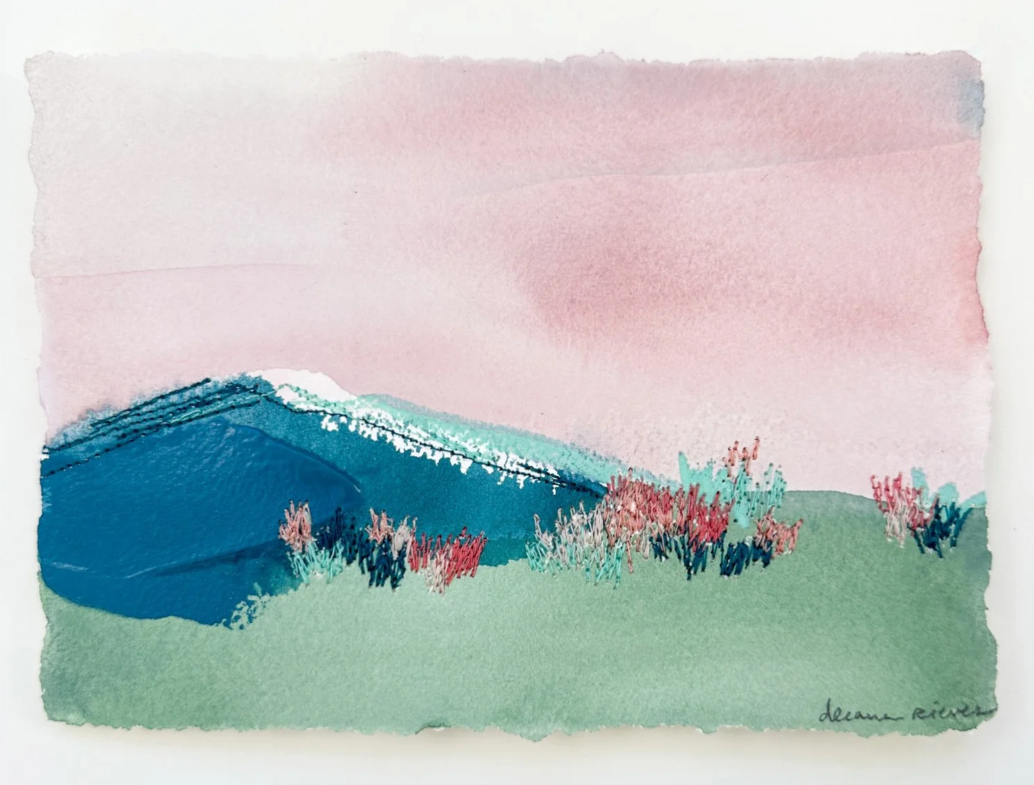 Deeann Rieves- Little Wildflower Painting- Teal Mint Pink2.jpg