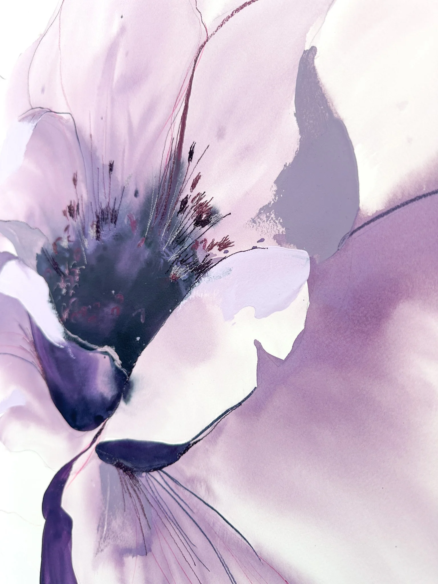 Deeann Rieves- Abstract Floral Painting-Large Purple Poppy detail 1.jpg