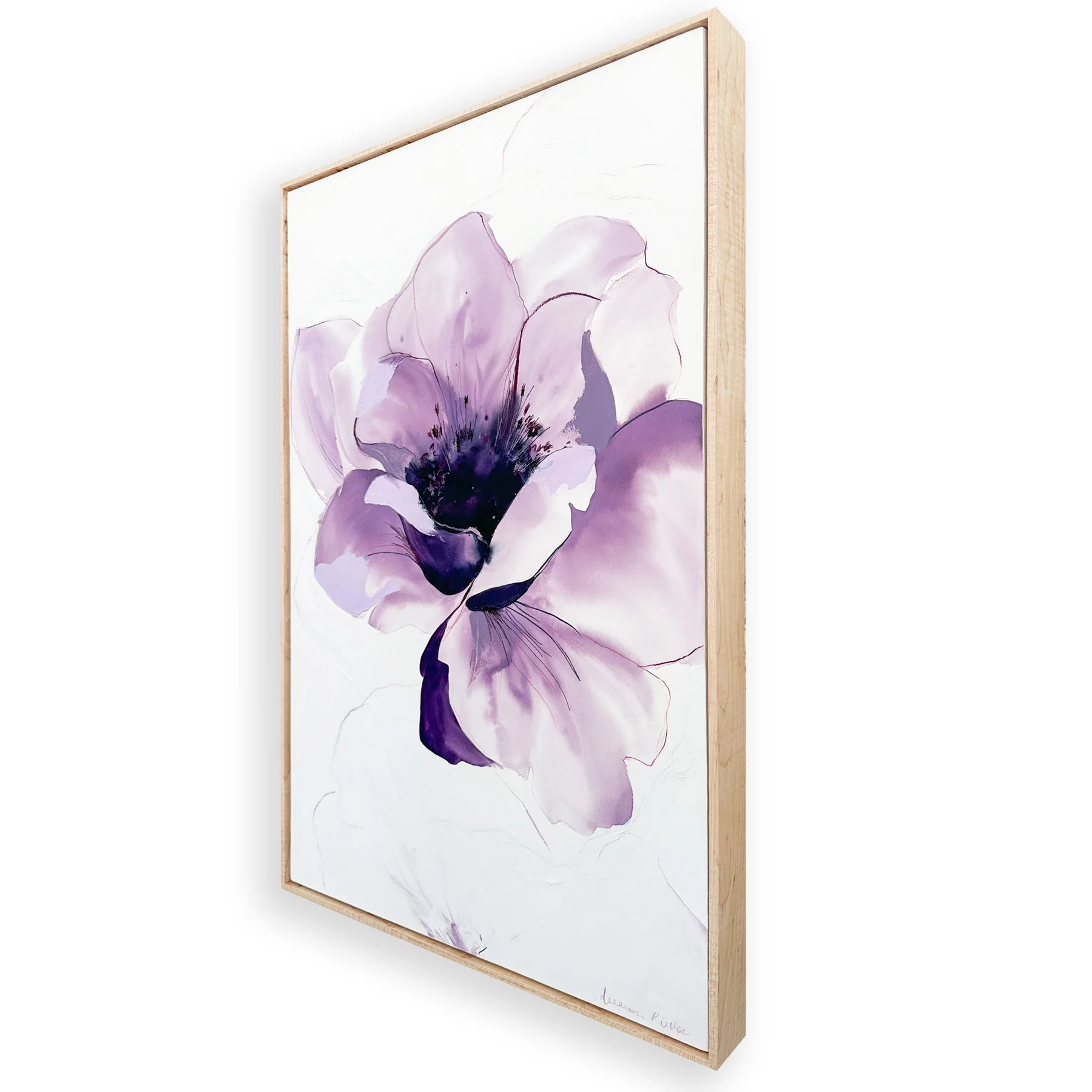 Deeann Rieves- Abstract Floral Painting-Large Purple Poppy- sideview.jpg