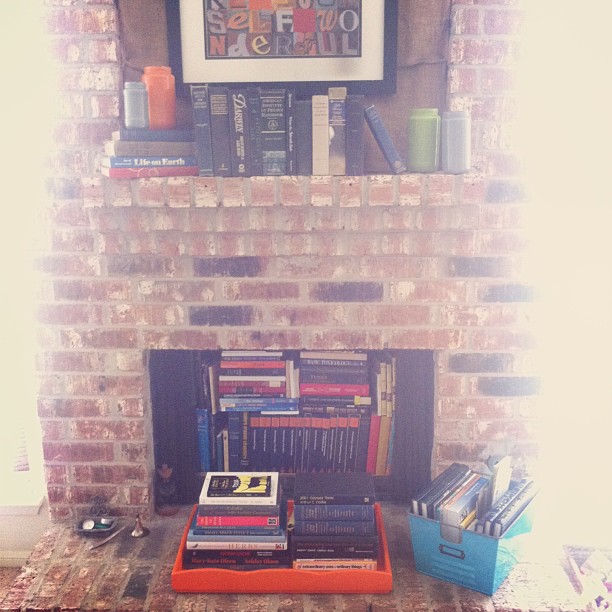 fireplace book storage