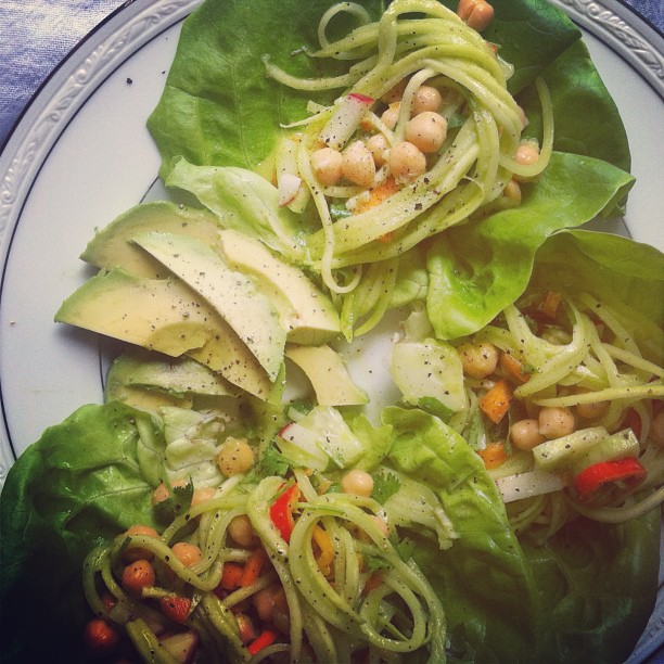 lettuce cups and basil dressing