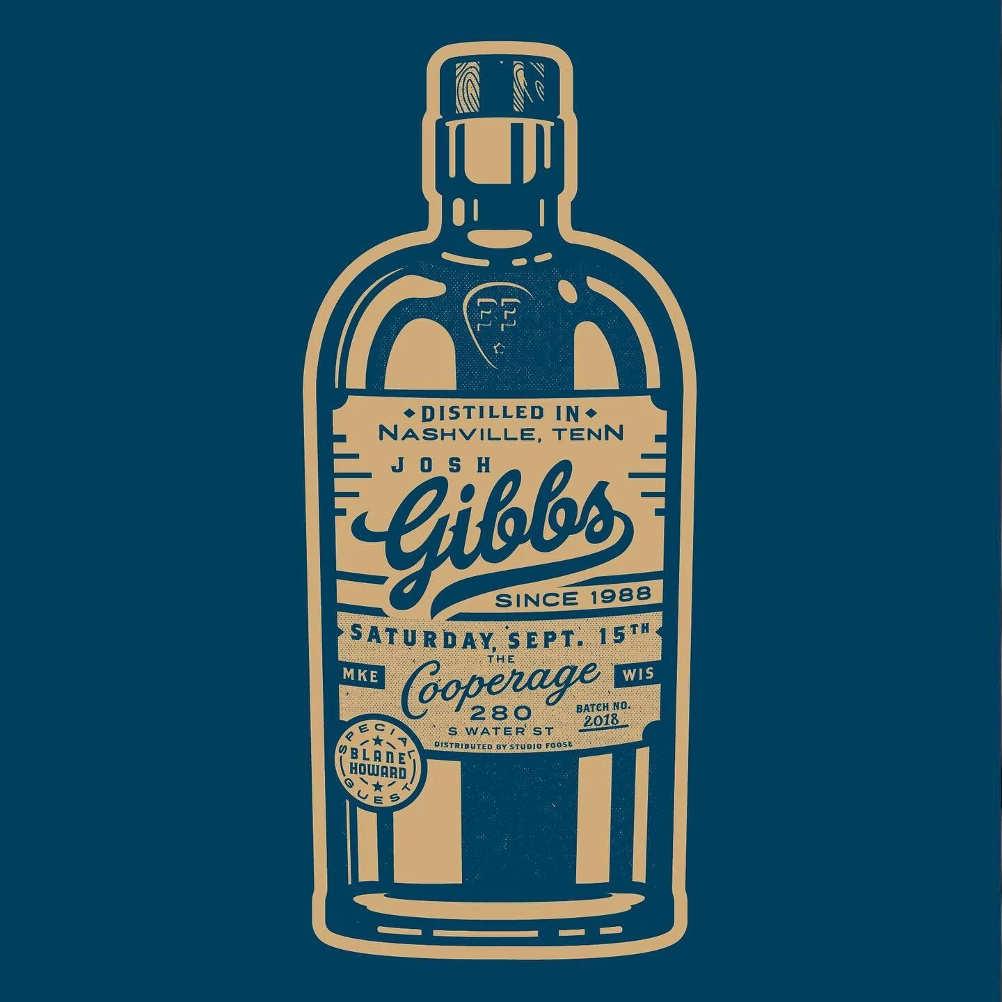 Gig poster for one of the best nights ever. 🥃 🎵 
&bull;
&bull;
&bull;
#Branding #Design #Nashville #CountryMusic #MusicRow #Guitar #GuitarPick #Whiskey #GigPoster #Bulleit #Bourbon #Cooperage #Illustration #StudioFoose