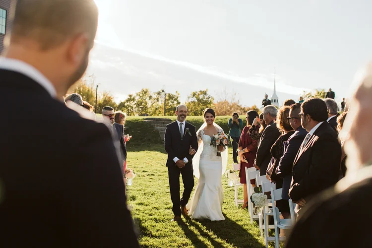 The couple during late-afternoon portraits on the Gibbet Hill grounds