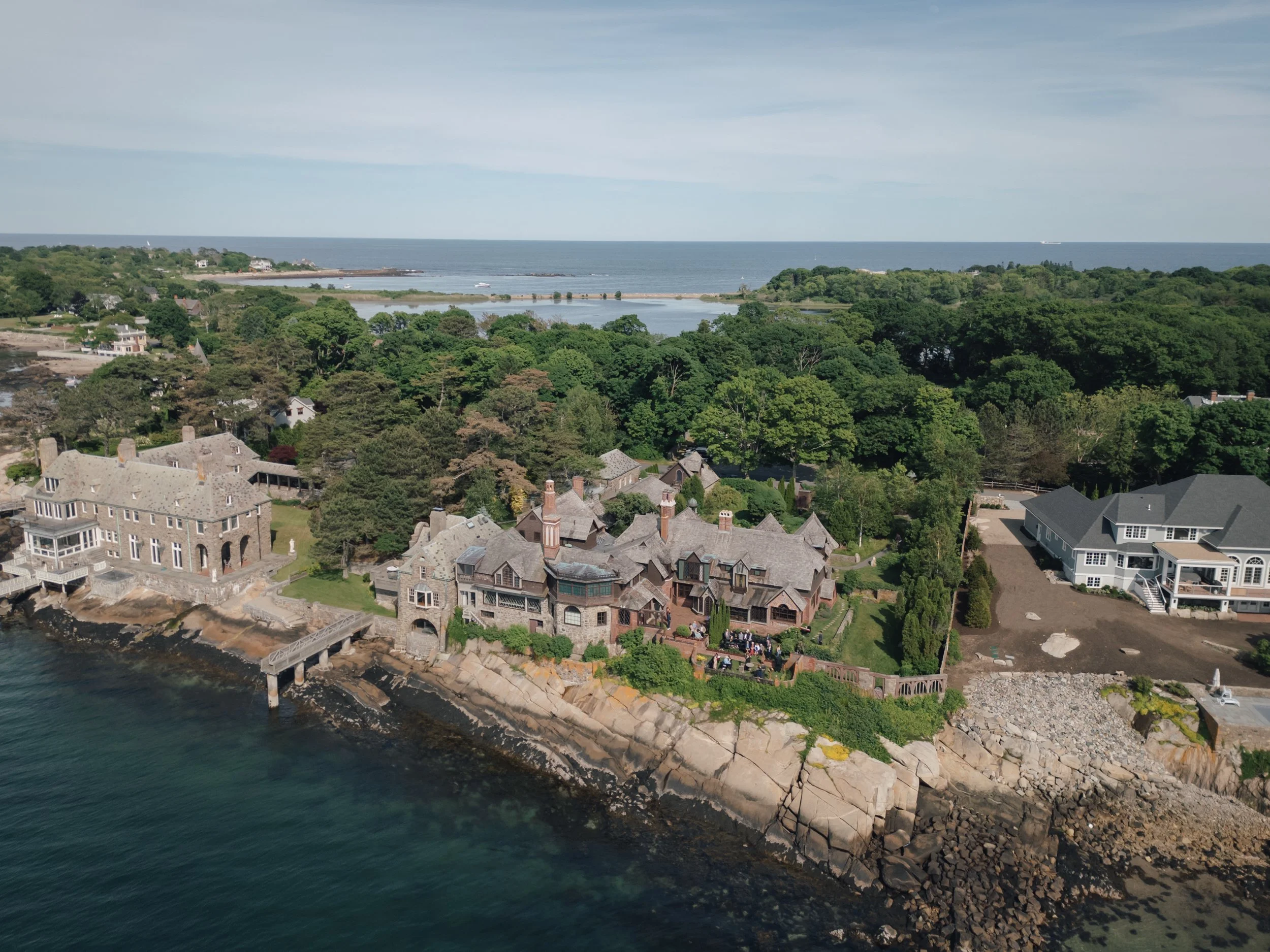Documentary wedding photographer Boston captures drone shot at Beauport, the Sleeper-McCann House.