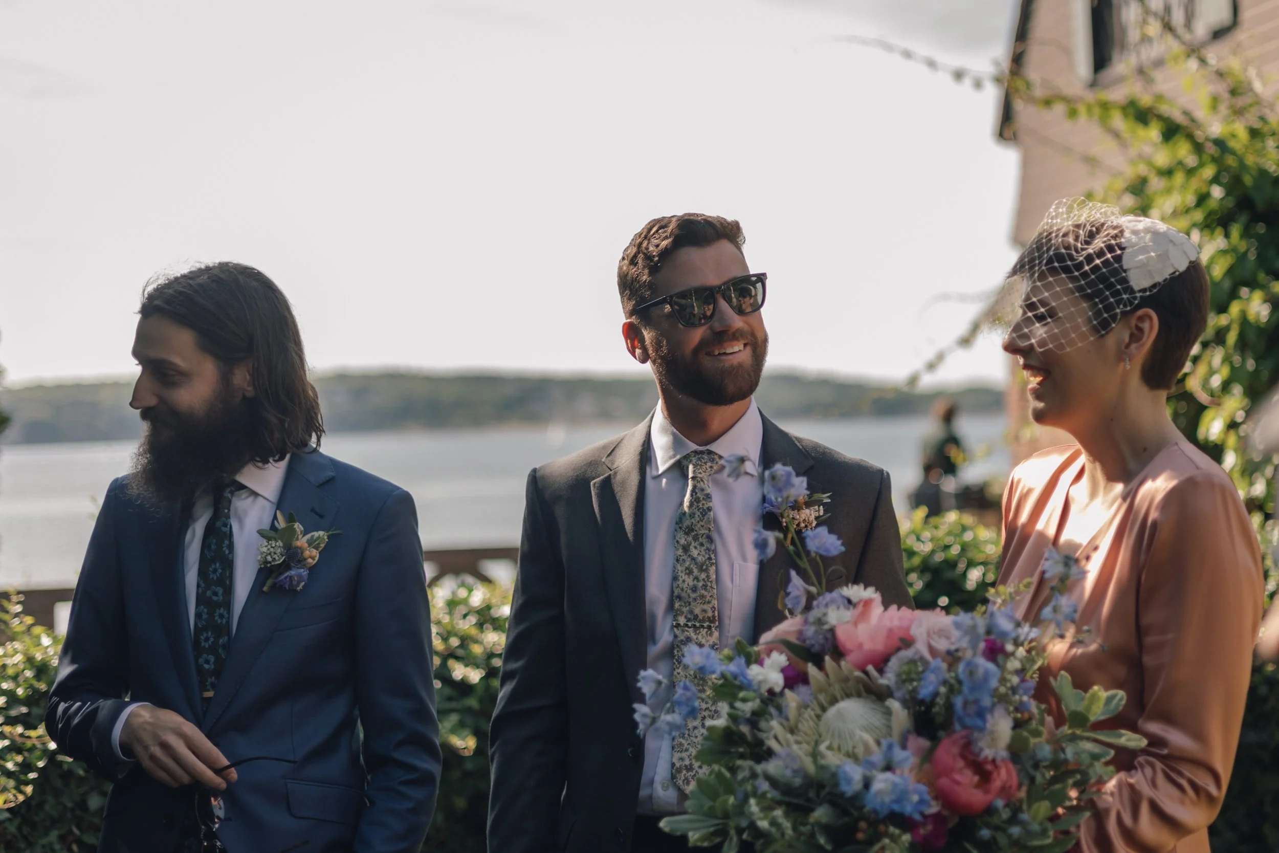 Best documentary wedding photographer captures bride and brother at Beauport, the Sleeper-McCann House.