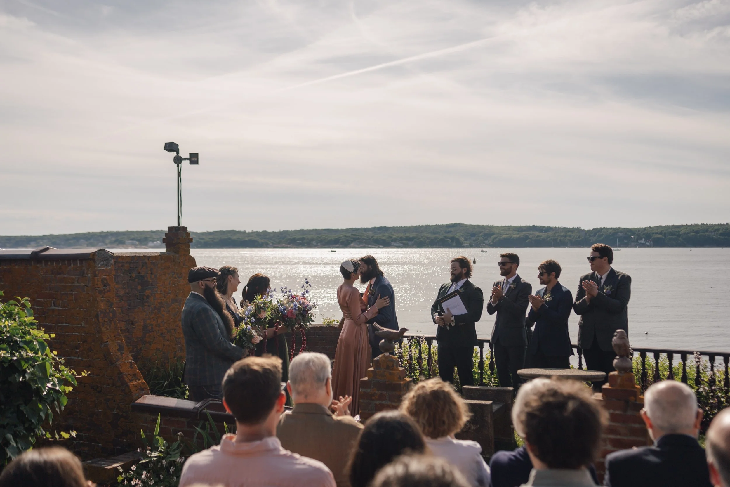 World's best wedding photographer captures first kiss at Beauport, the Sleeper-McCann House.