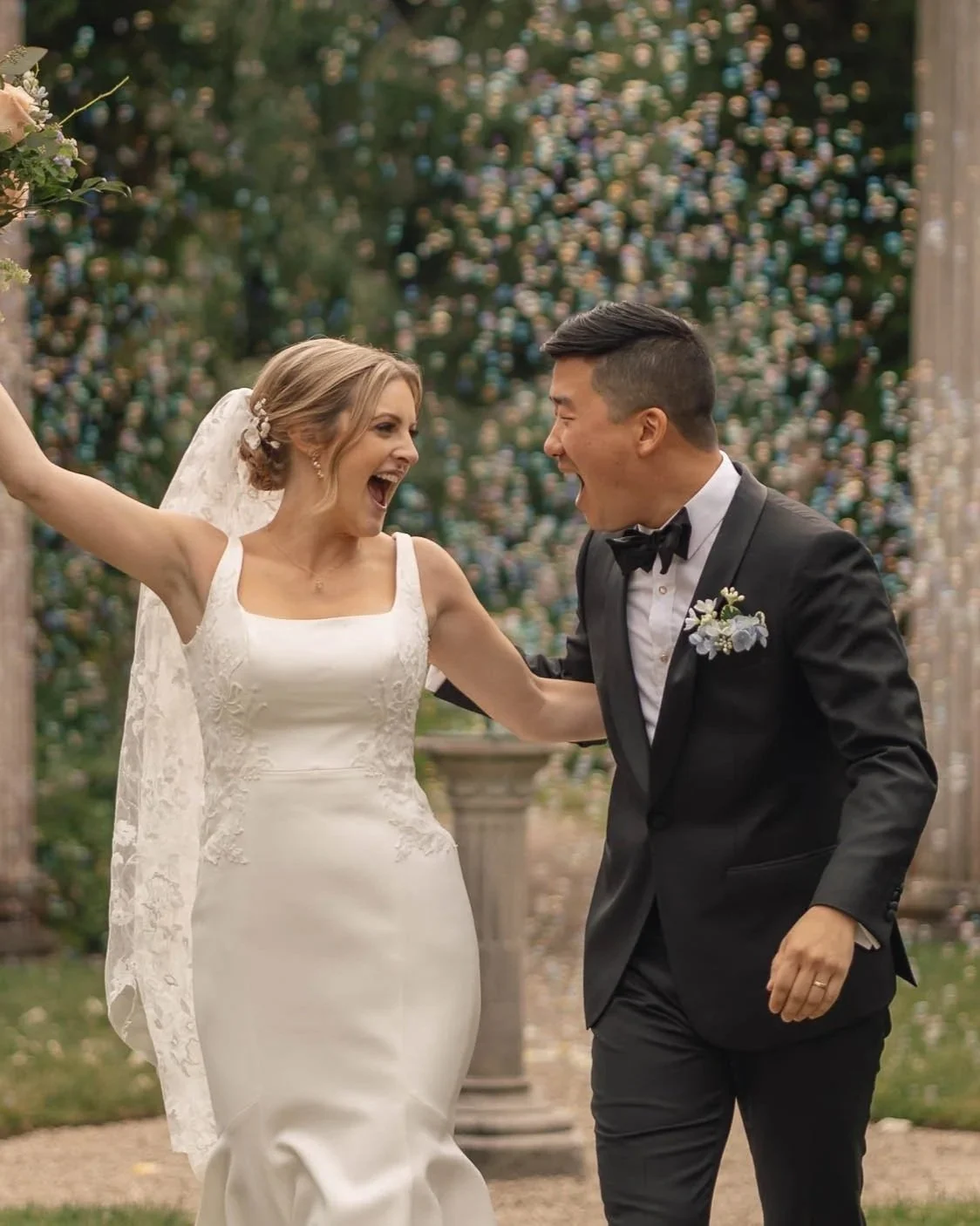 groom and bride at their winter wedding ceremony located in sarasota florida.
