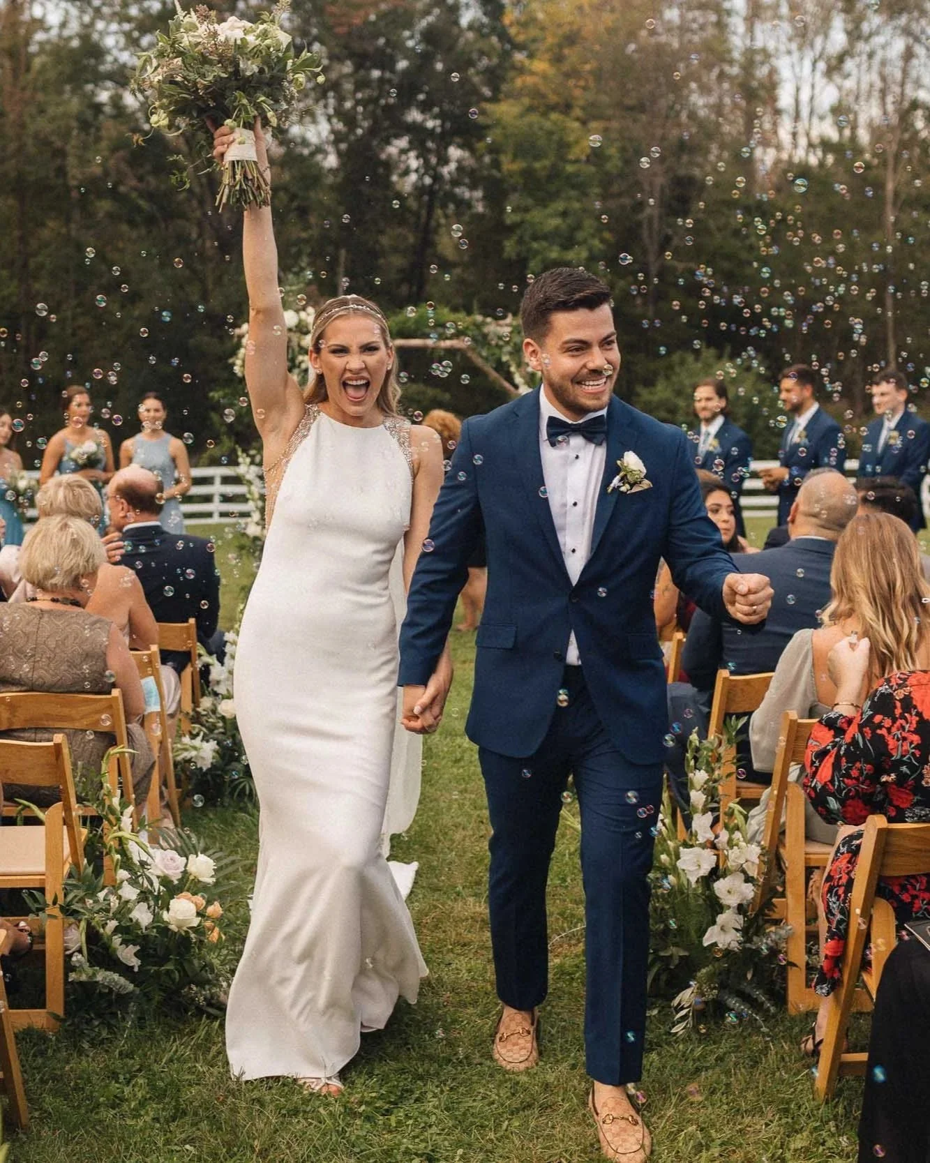 bride and groom walking down the aisle during there sarasota wedding cermeony.
