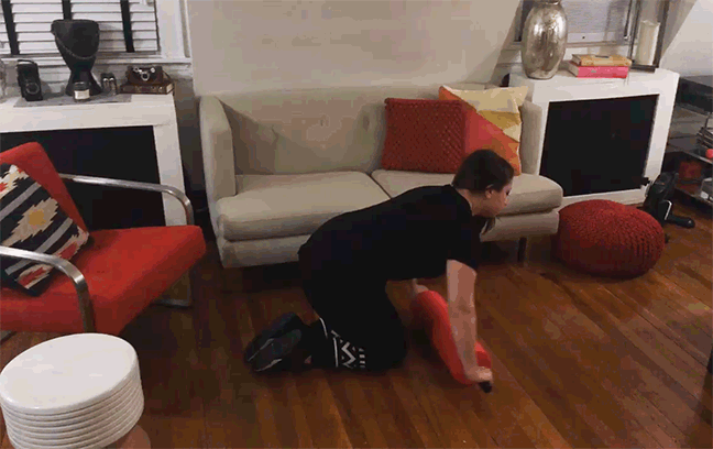 This "exercise" wasn't featured on the site, but it's the first thing I did when I tried the roller. Not actually what rollers are for, but , it felt nice for my shoulder blades and arms.