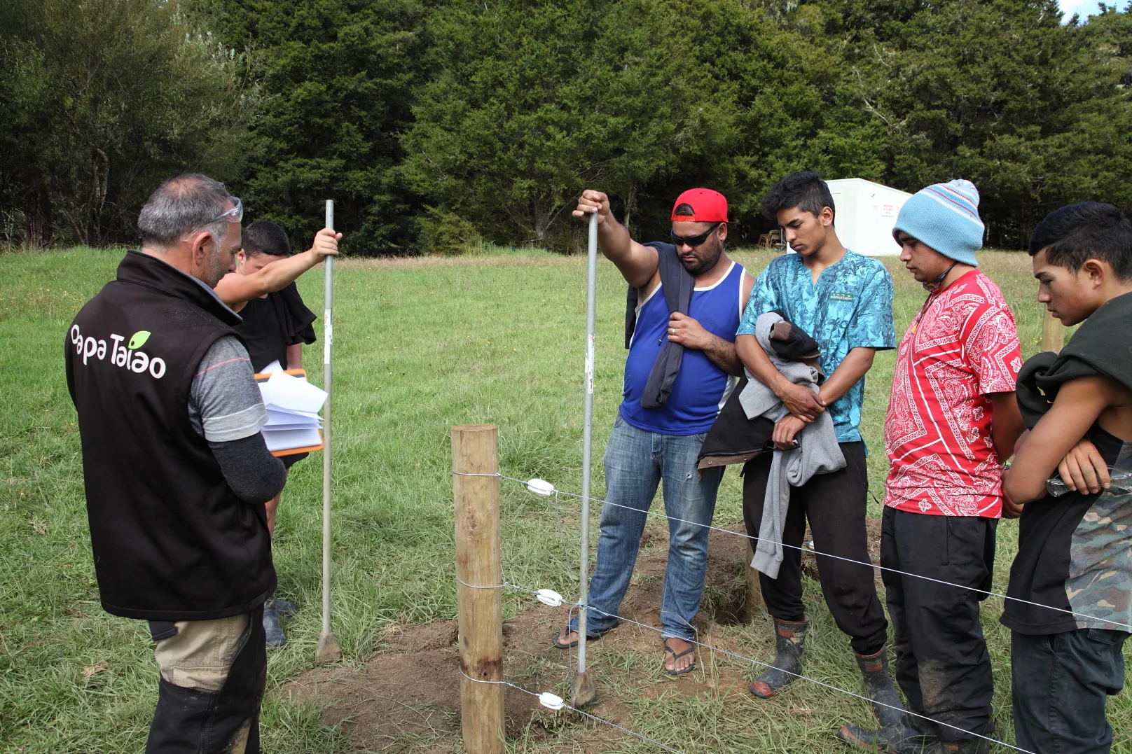 Broadwood Area School students gain a 10/10 for their fence on the Wai Fencing assessment day... the first, and only, time Alistair has ever handed out a perfect score. Someone... give these boys a job.