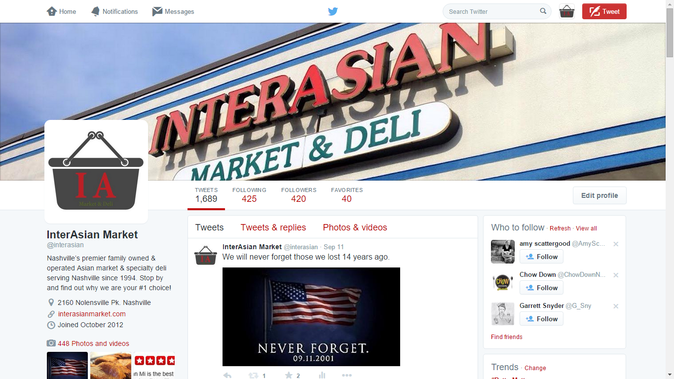 Our Twitter page with updated logo