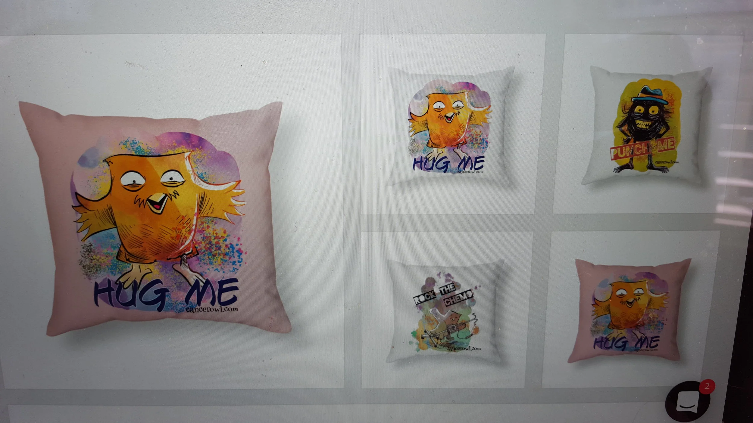 Pillows to hug and pillows for punching! Plus a pillow to take with you on chemo days!