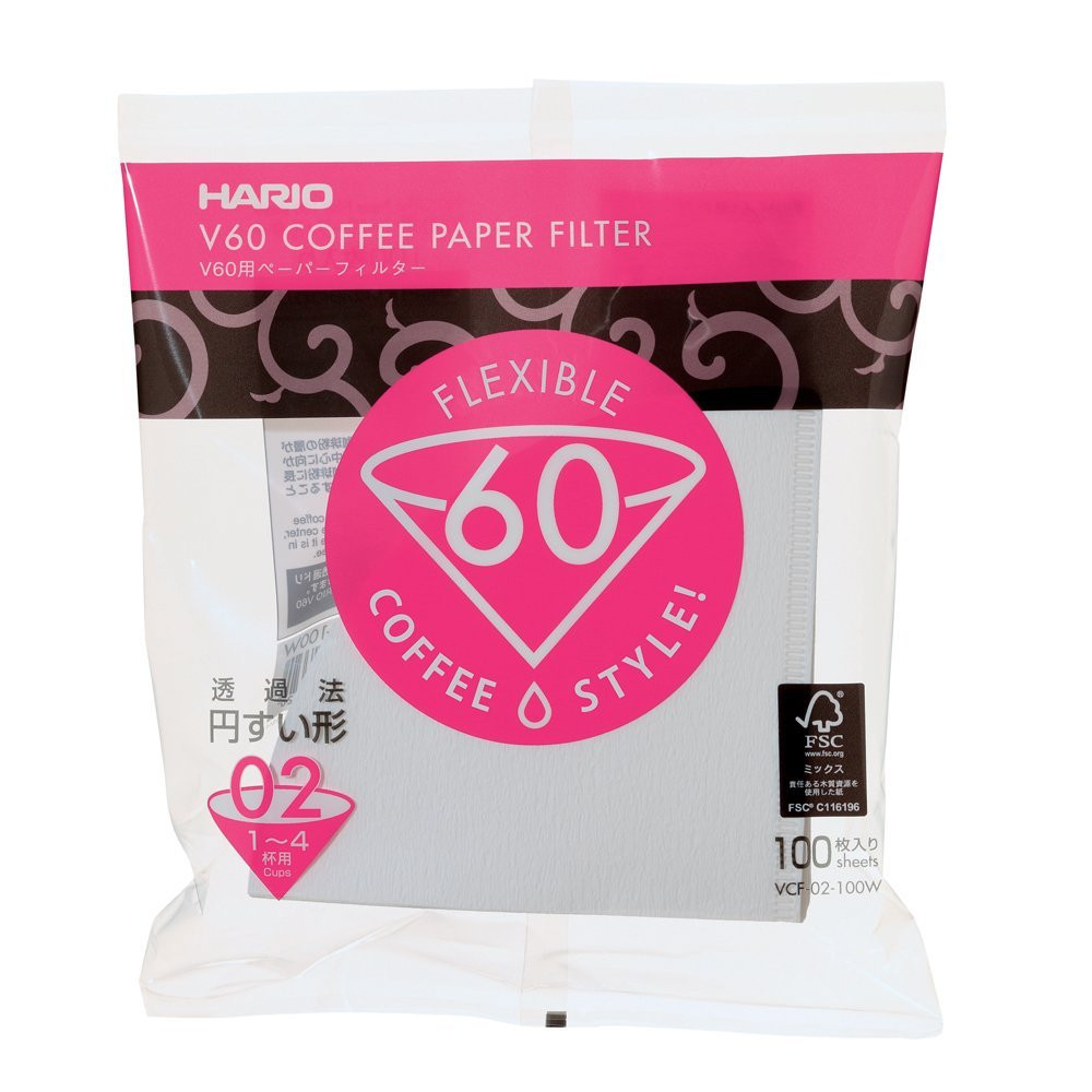 Hario V60 2 Cup white filter papers 100pk