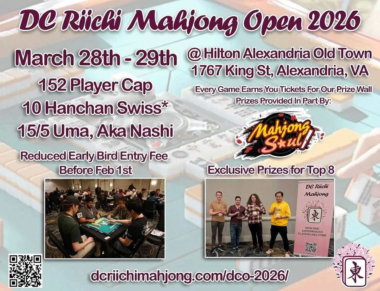 Registration opens next week for the 2026 DC Open hosted by @dcriichimahjong