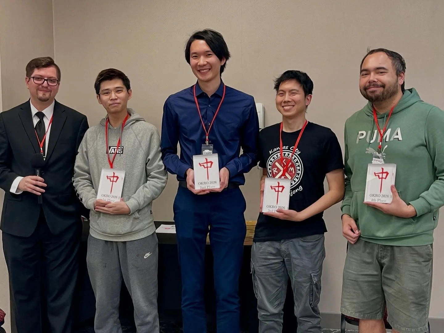 Congratulations to Bruce, Kayden, Ben, and Ryan: the top 4 from this past weekend&rsquo;s Oklahoma Riichi Open hosted by @ok.mahjong