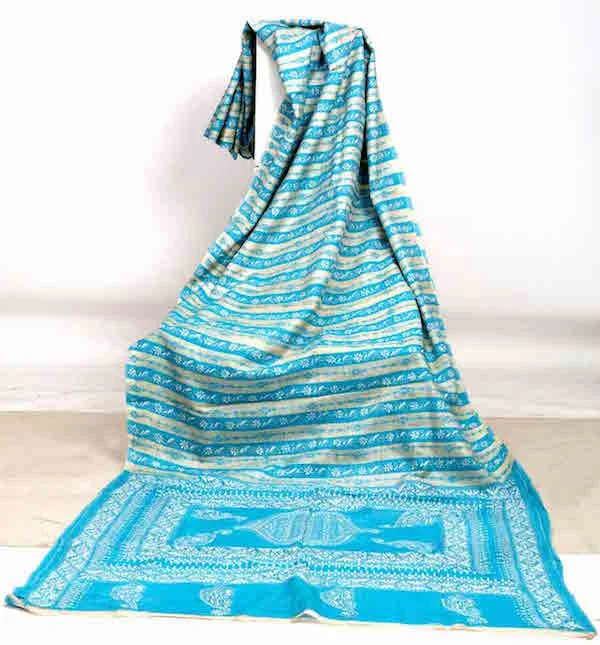 Handcrafted Kantha Silk Sari