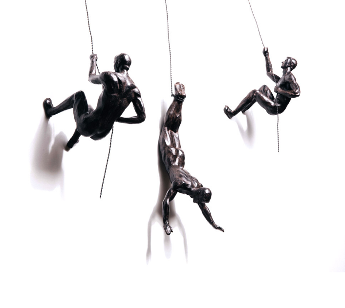 Bronze Climbing Men Trio