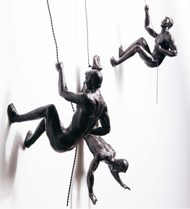 Bronze Climbing Men Trio