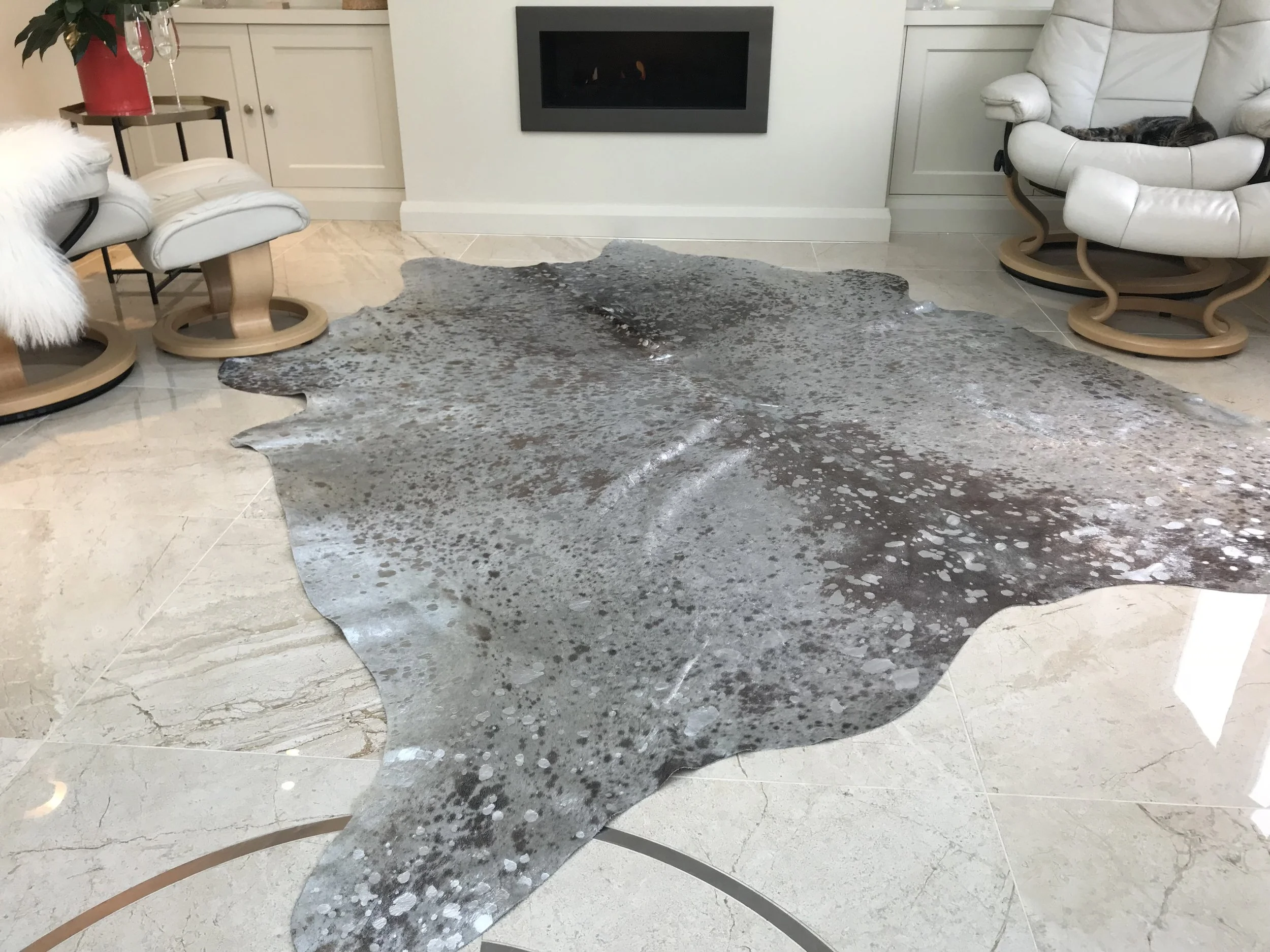 Burrow & Hide Silver Metallic Cowhide