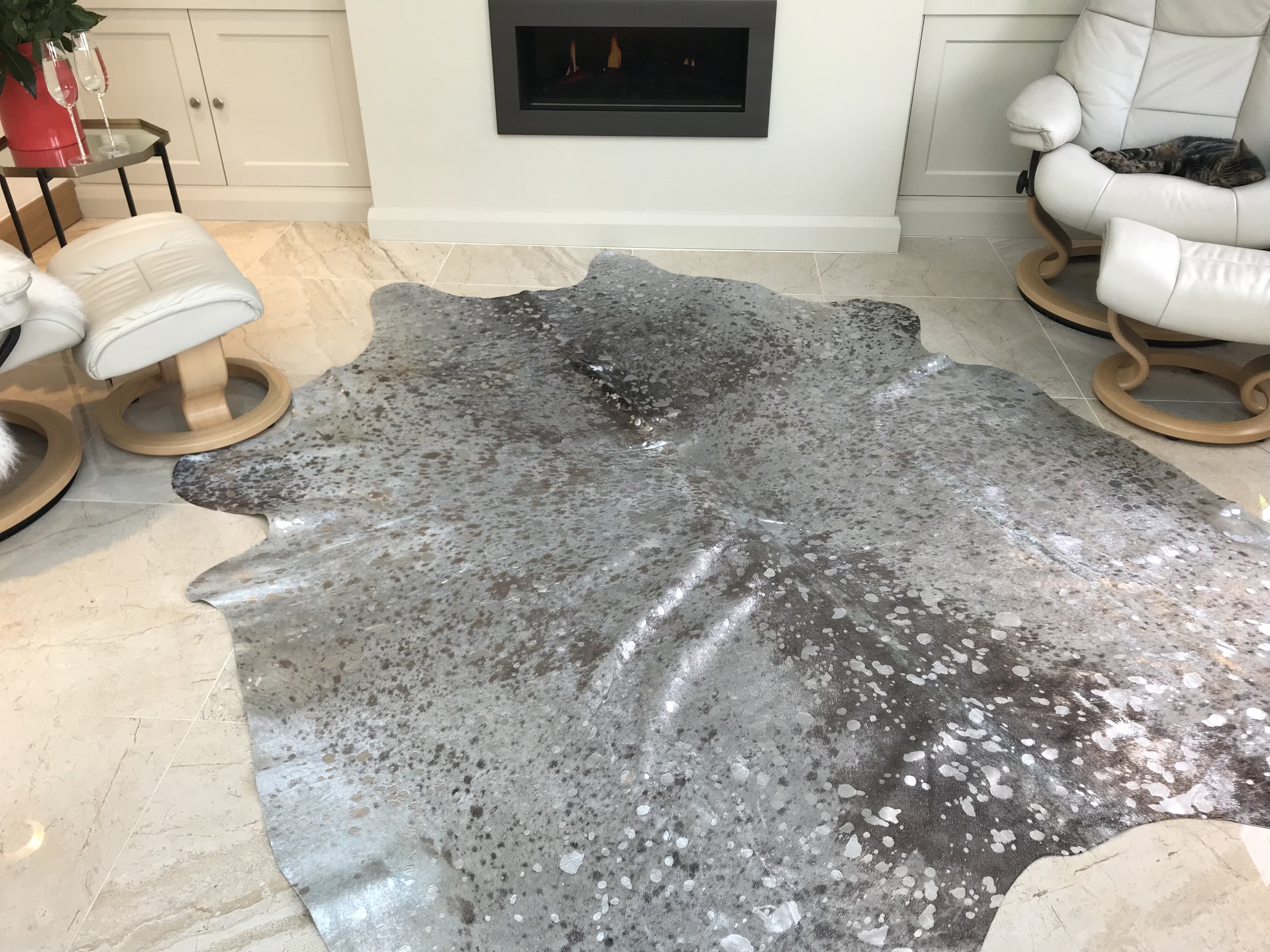 Burrow & Hide Silver Metallic Cowhide
