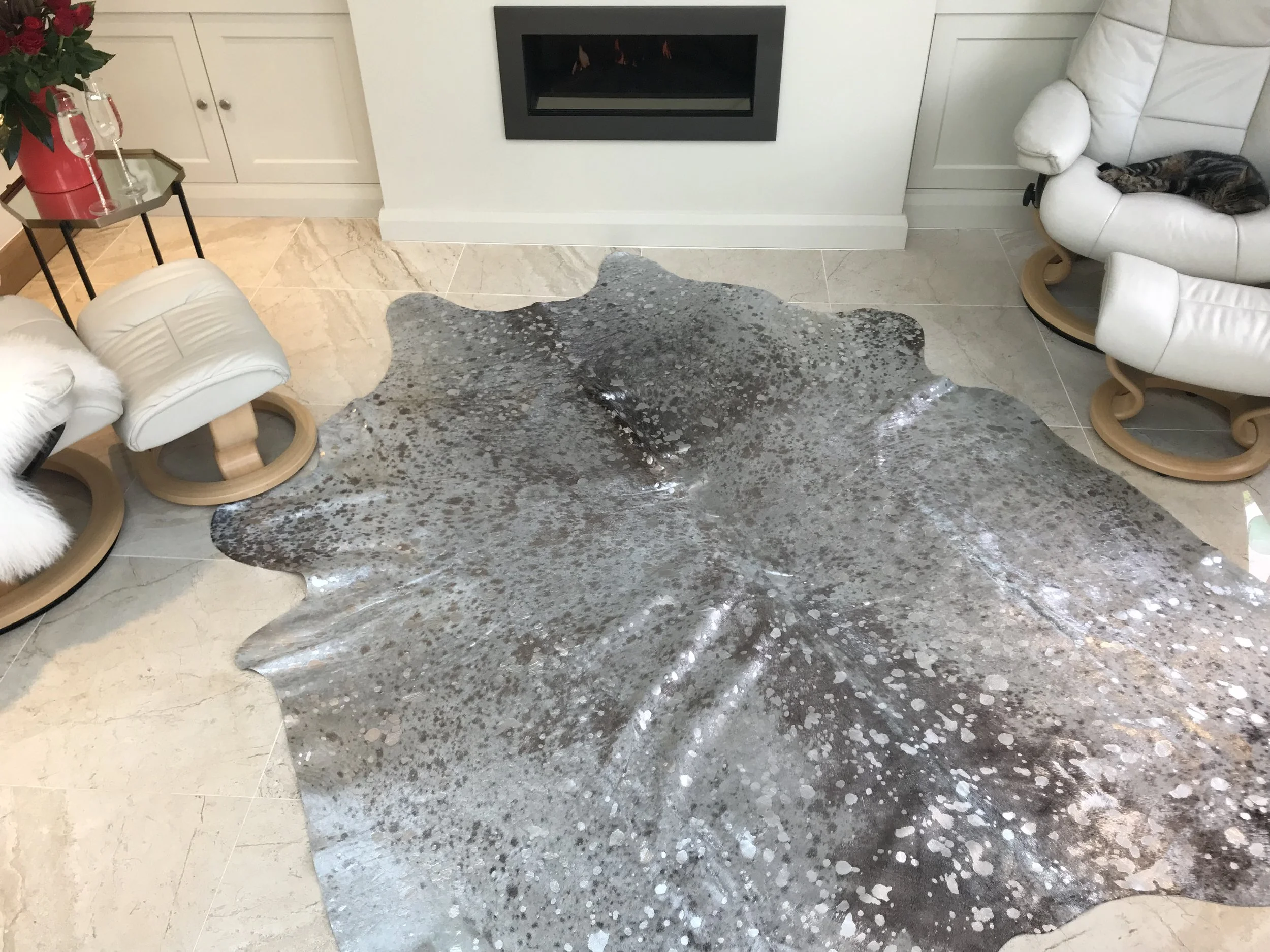 Burrow & Hide Silver Metallic Cowhide