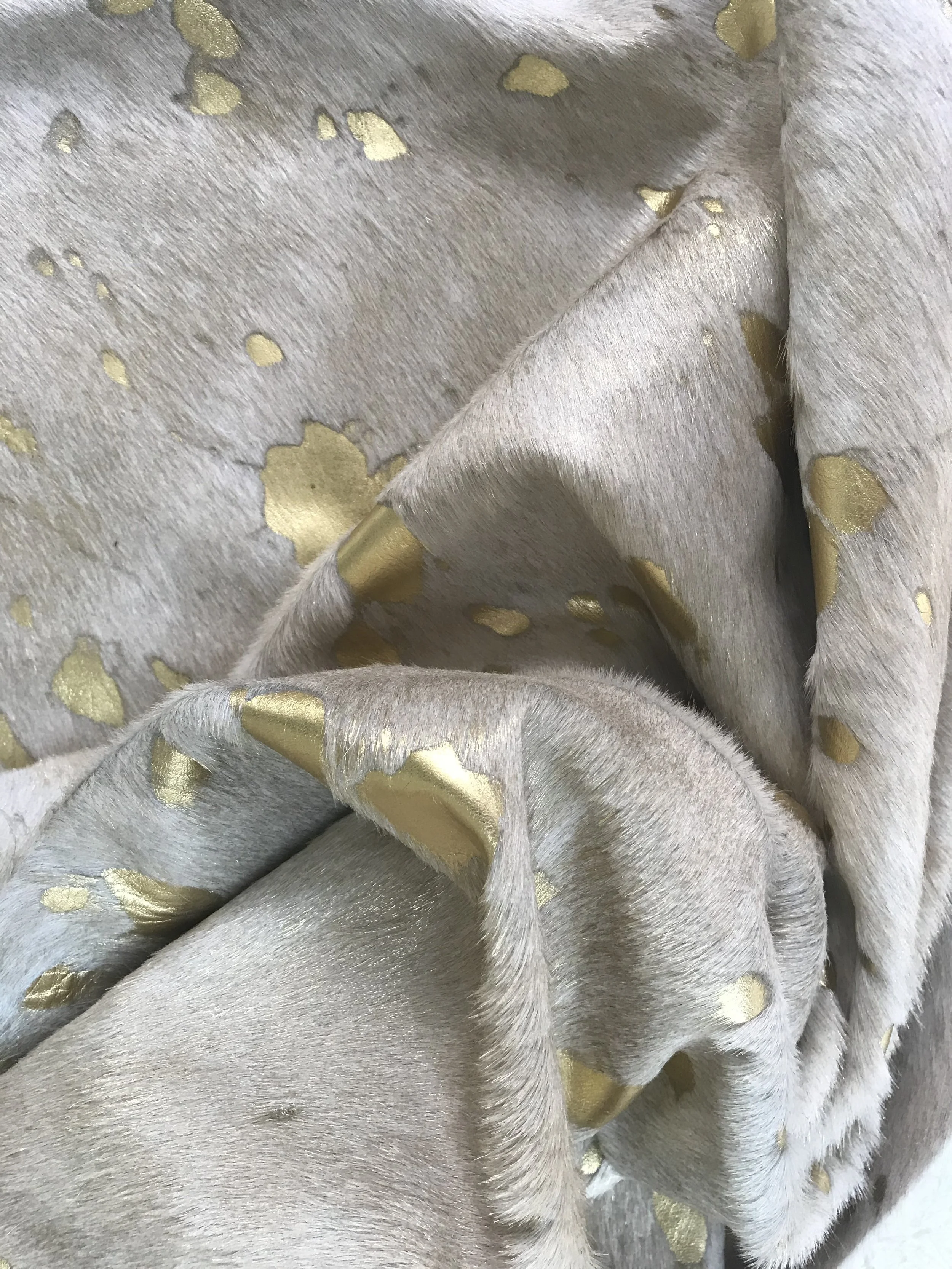 "Goldie" Gold Metallic - on Beige Large Cowhide