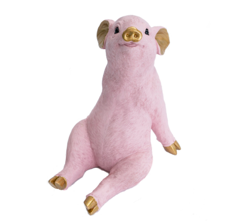 "Kevin Bacon": Pink & Gold Hand Painted Pig