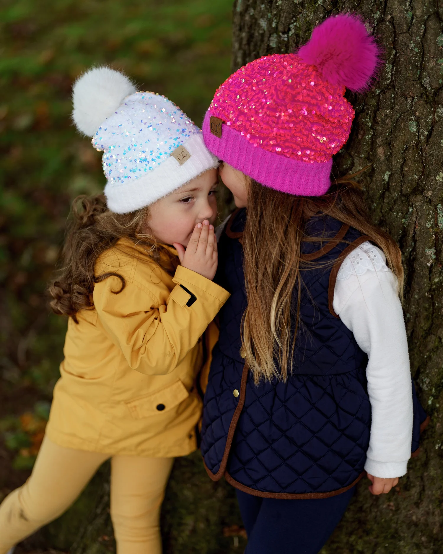 Hot Pink Sequin Fleece-lined Faux Fur Pom Hat — BURROW & HIDE display picture 1
