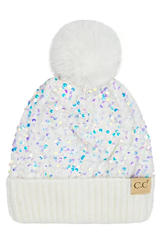 Burrow & Hide Sequin Pom Hat WHITE.jpg