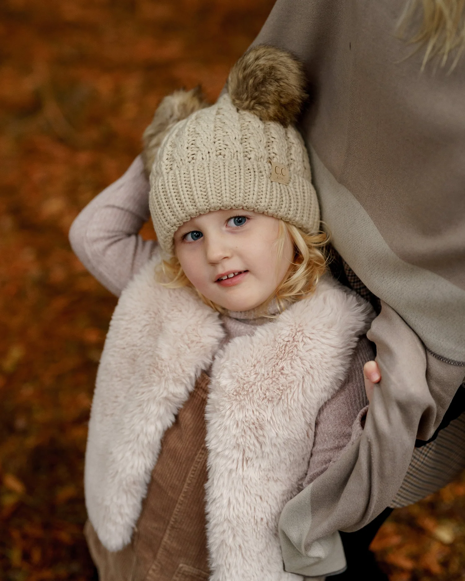 Kids Double Pom Pom All Over Cable Beanie Hat — BURROW & HIDE