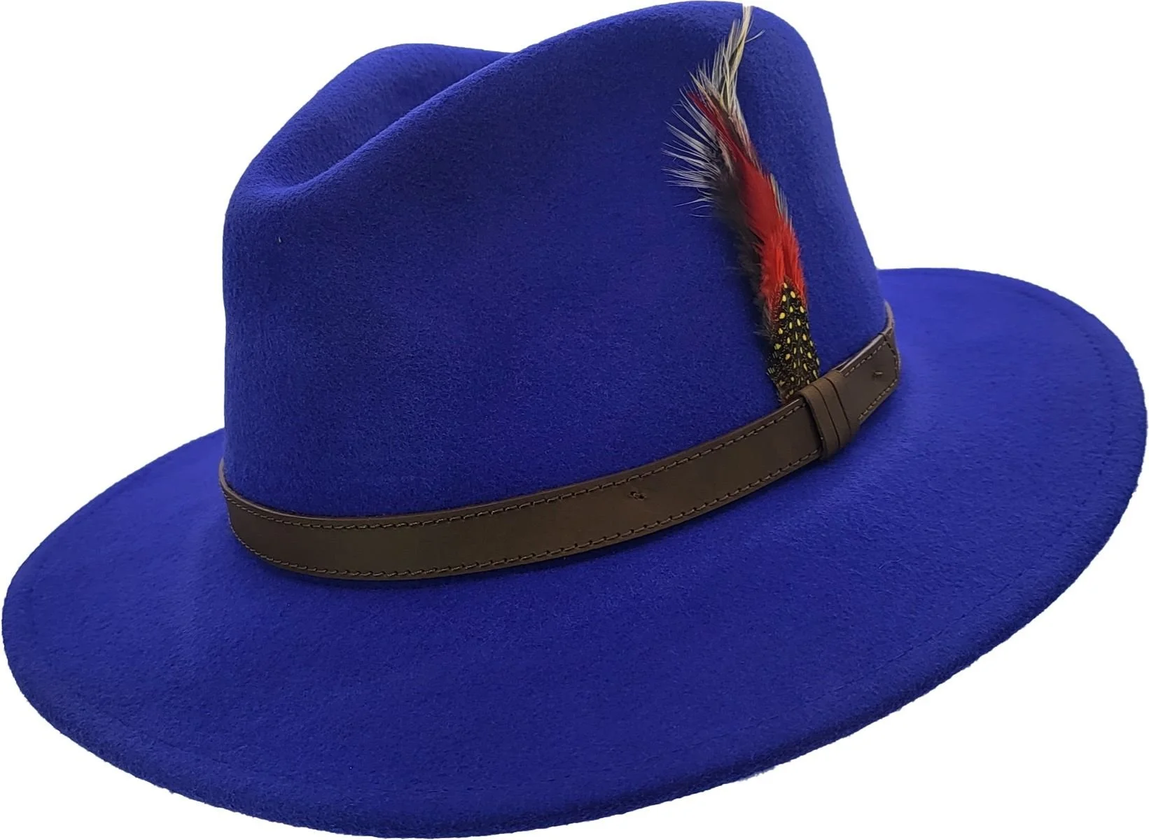 NEW beautiful 100% wool feather fedora. Classic 100% Wool Felt Fedora with Feather Fits Upto 2XL  main image 2