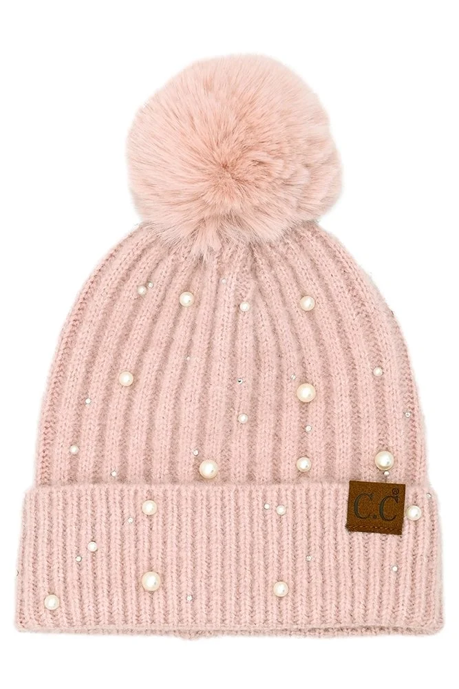 Women's Winter Beanie With Faux Fur Ball – Cozy Knitted Hat For Cold Days
