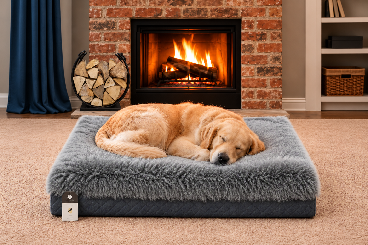 Sleeping dog on a sheepskin bed-2.png
