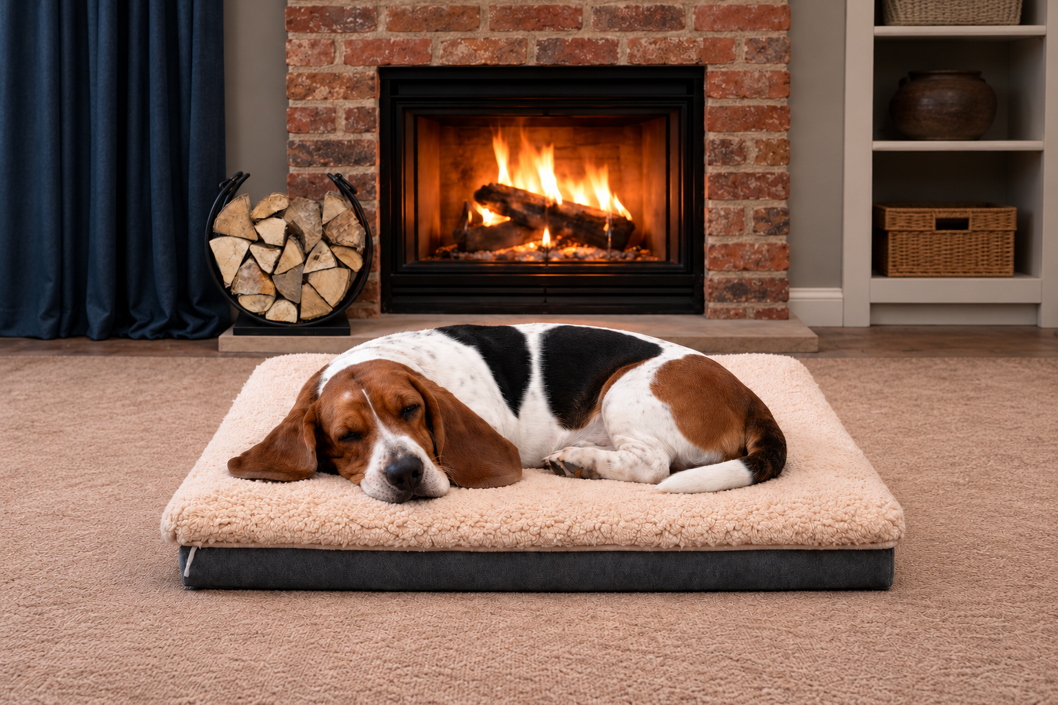 Sleeping Dog on a Sheepskin Bed-1.png