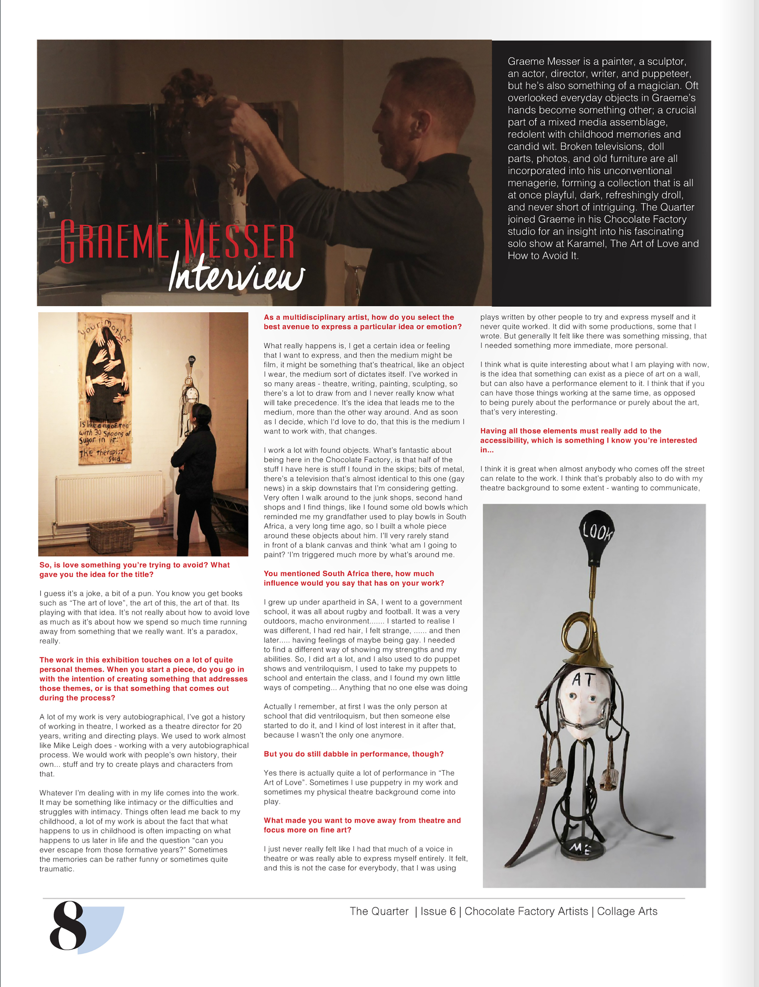 Interview in Quarter Magazine 2015