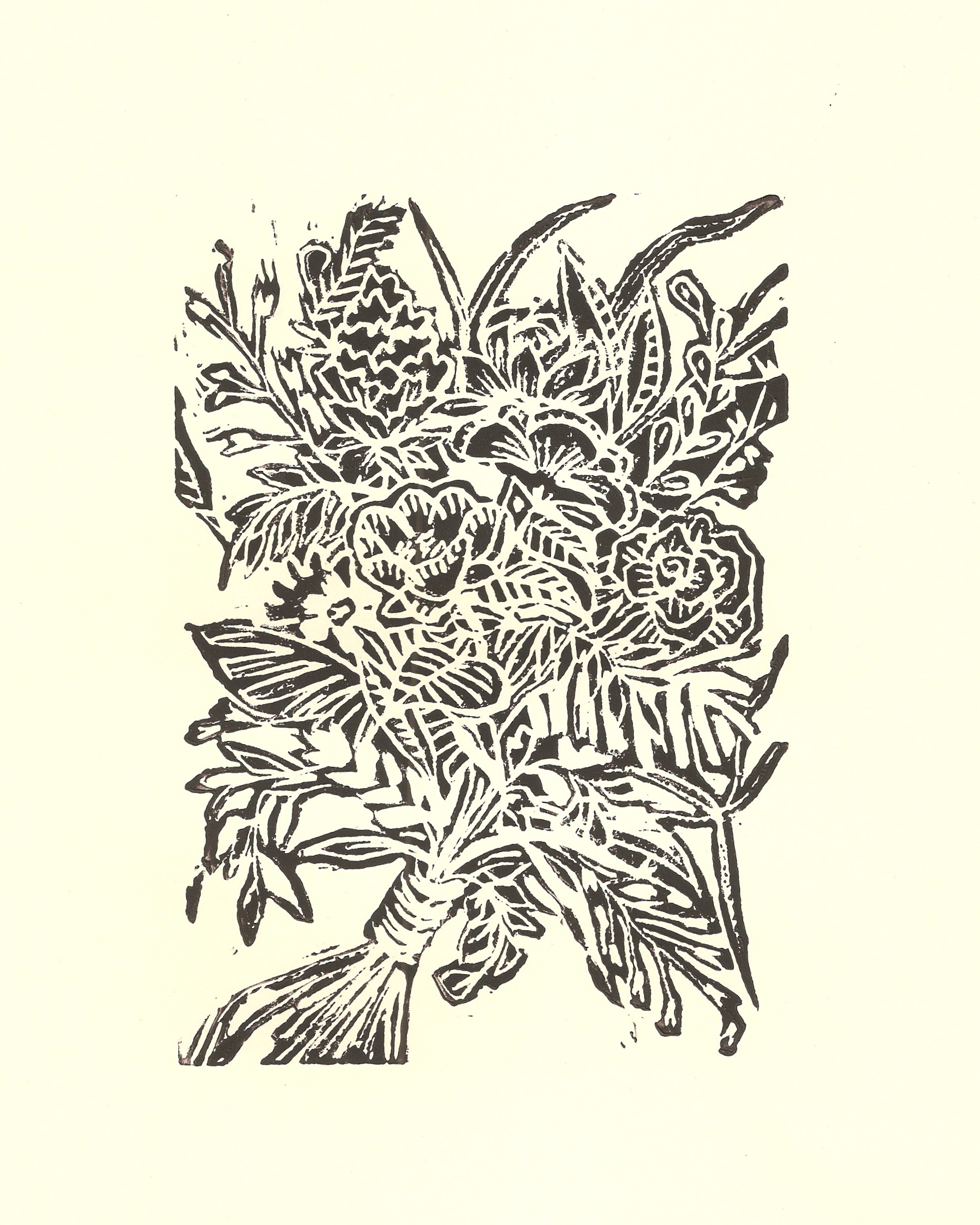 Bound Bouquet (Linocut, 2015)