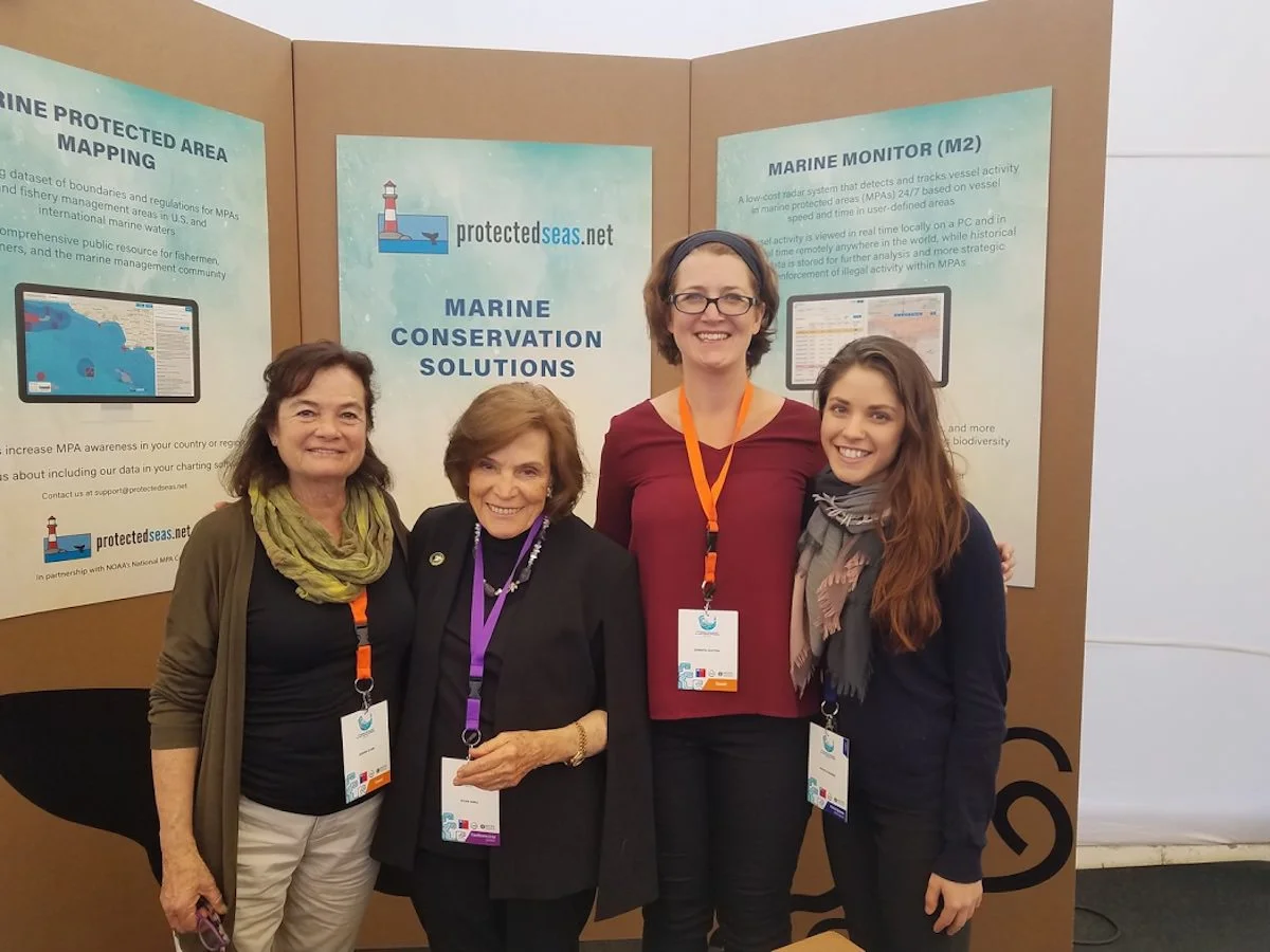 At IMPAC4 Chile: Susana Claro, Fundacion Los Choros; Sylvia A. Earle, Mission Blue founder; Jennifer Sletten, Protected Seas; and Michelle Bender, ELC