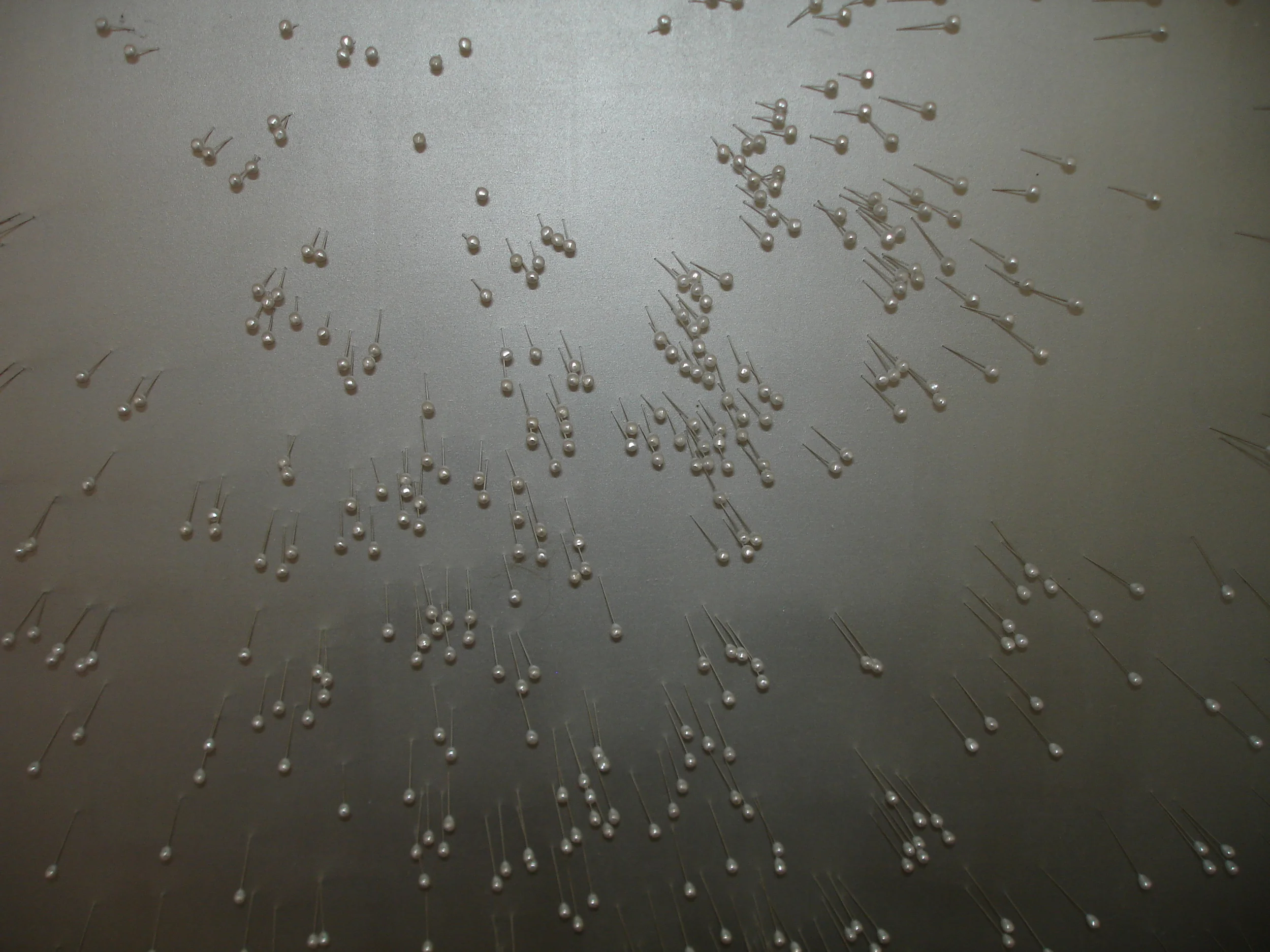   virgo constellation,  2005, corsage pins on painted panel, private collection 