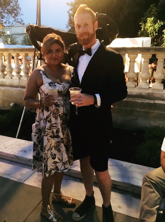 Our complete outfits: This was the first time Nick wore shorts to a non-sporting, non-beach event-- I'm calling it the Shuxedo. 